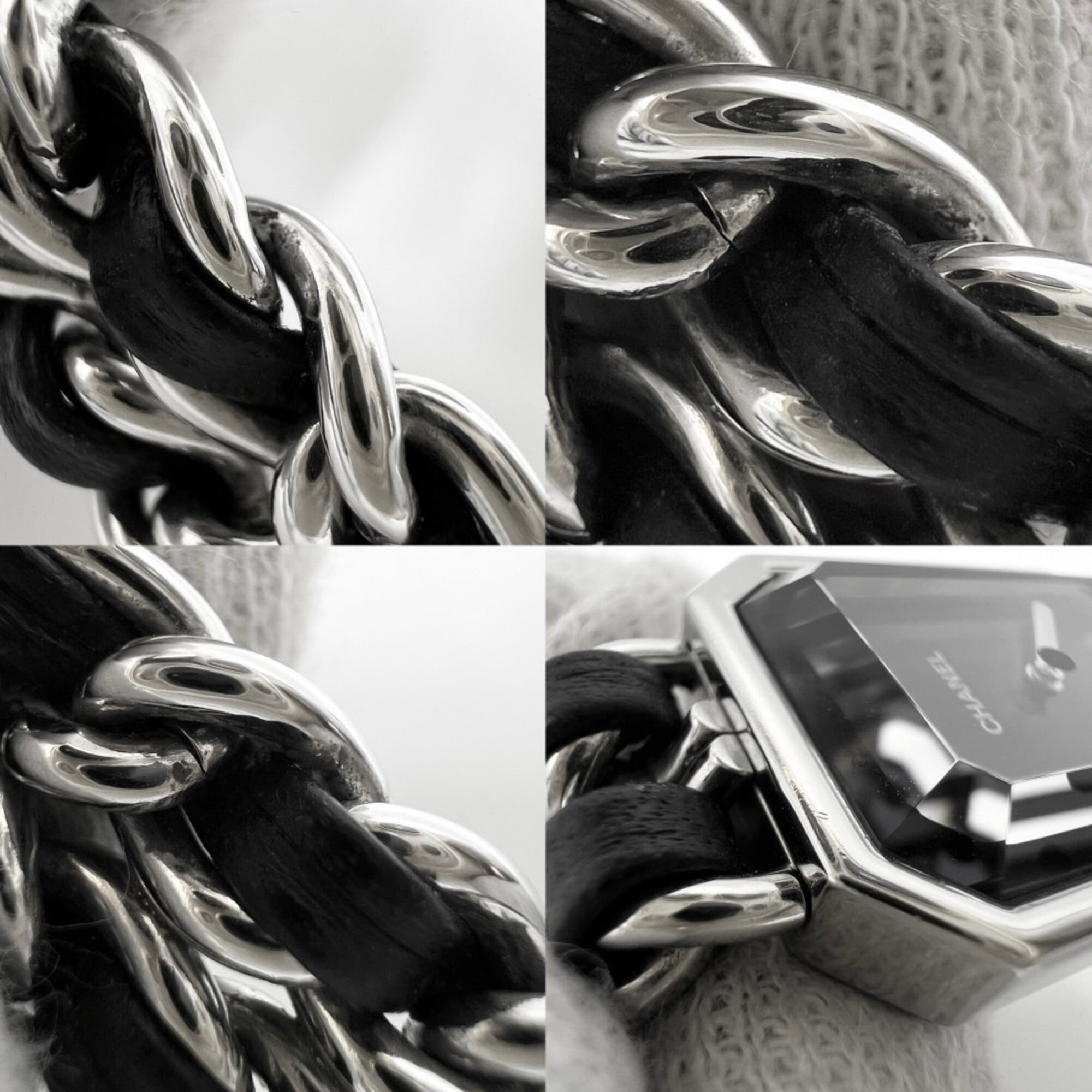 Chanel Ladies' Premiere L Watch, Battery-Powered, Black Dial, Stainless Steel Quartz Movement, Silver/Black Strap — Good
