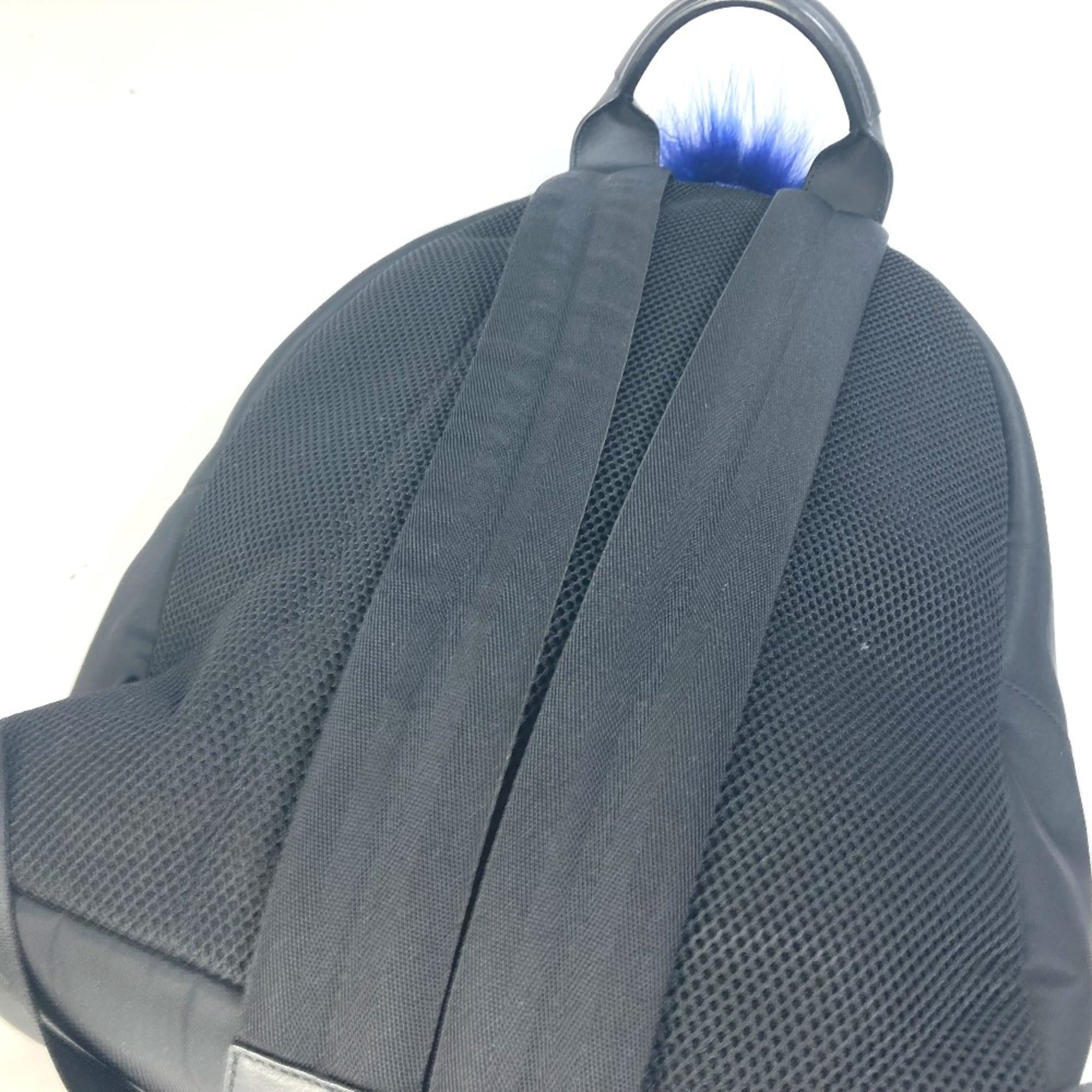 Fendi 7VZ016 backpack bag fur studs Backpack Black blue — Like New