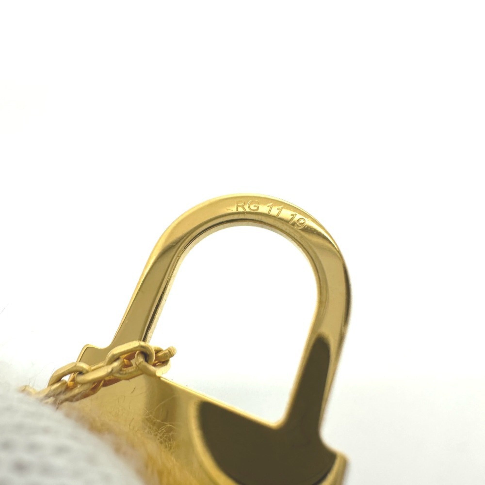 HERMES O'Kelly PM Necklace with Padlock Motif, GP Swift Leather, Etoupe Brown, Like New — Like New
