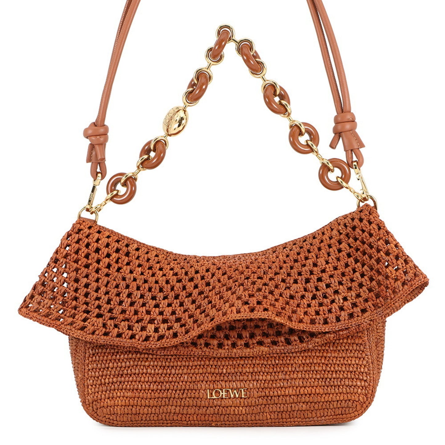 Loewe Ora Bag Medium Raffia Shoulder AP22P22X02 LOEWE 2-way Brown