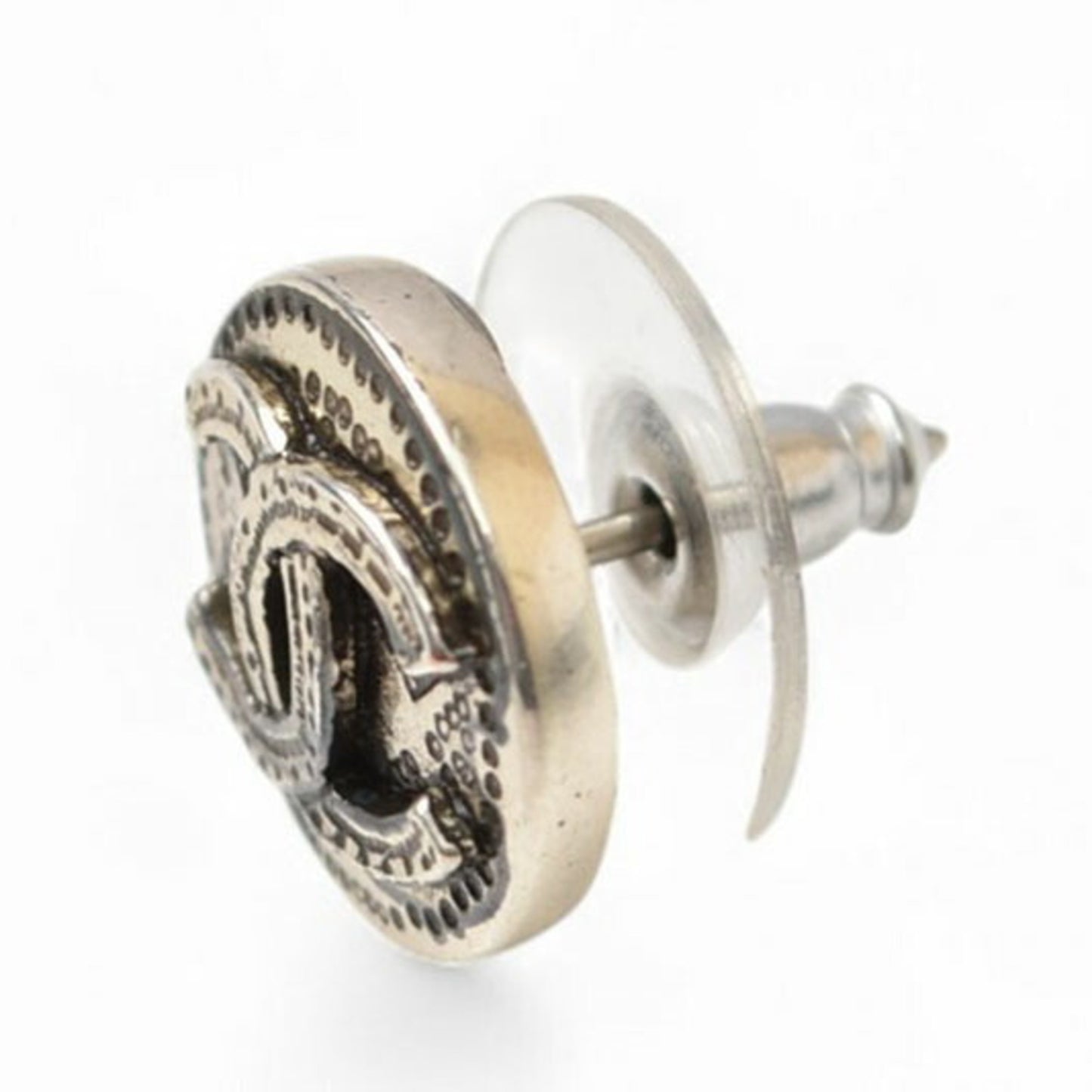 Chanel earrings CHANEL CC Coco Mark circle motif silver 03