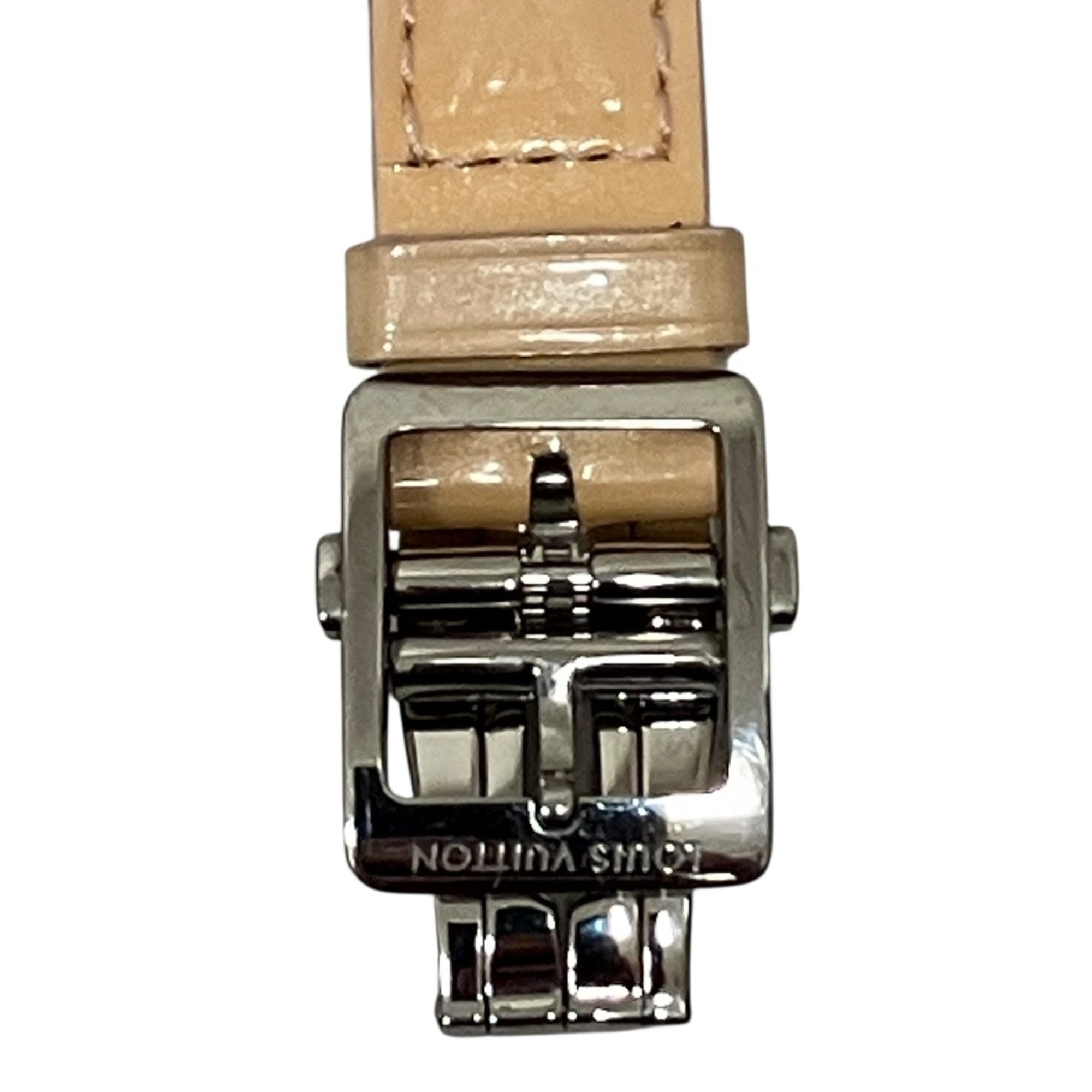 Louis Vuitton Tambour Monogram PM Watch, Verny, Total Weight 36.3g, Stainless Steel, Genuine Leather Strap, Quartz Movement, White Dial, Q12MG — Good