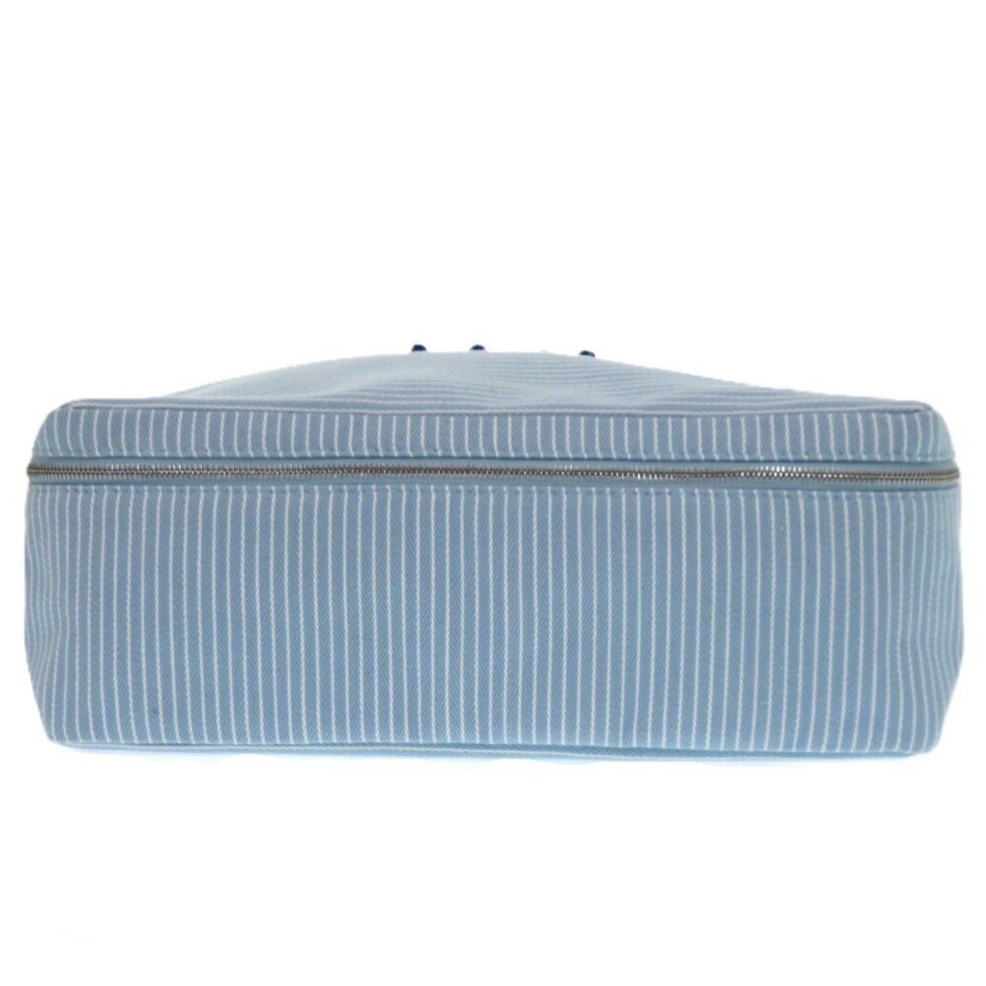 Hermes Like new Hermès Cabriole To-Go MM cotton pouch in white and blue. 1009 — Like New