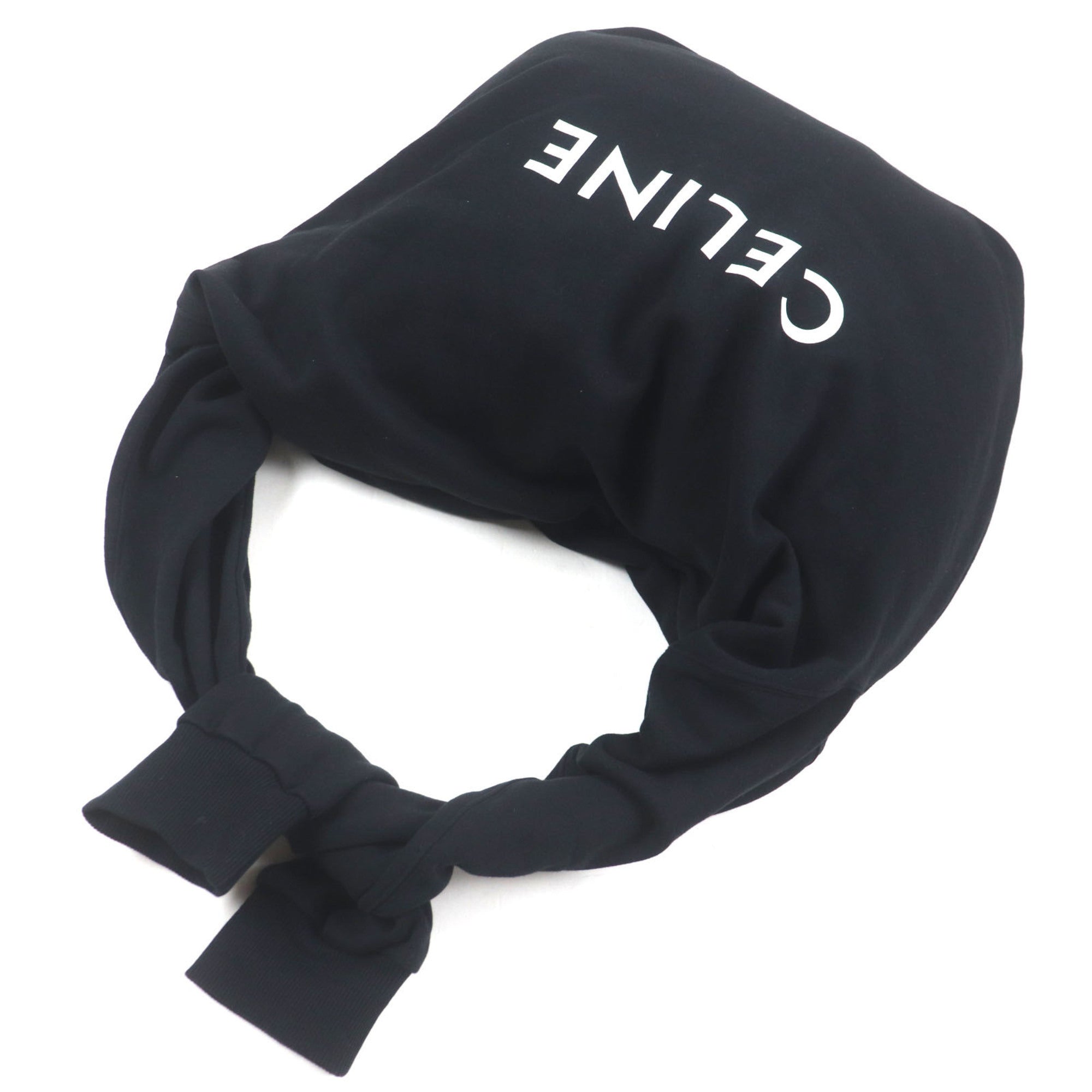 CELINE 11020 2EKO MEDIUM SWEAT BAG, Medium Sweat Bag with Logo Print, Crossbody/Shoulder Bag, Black, Includes Dust Made in Italy, Authentic, Men's — Like New