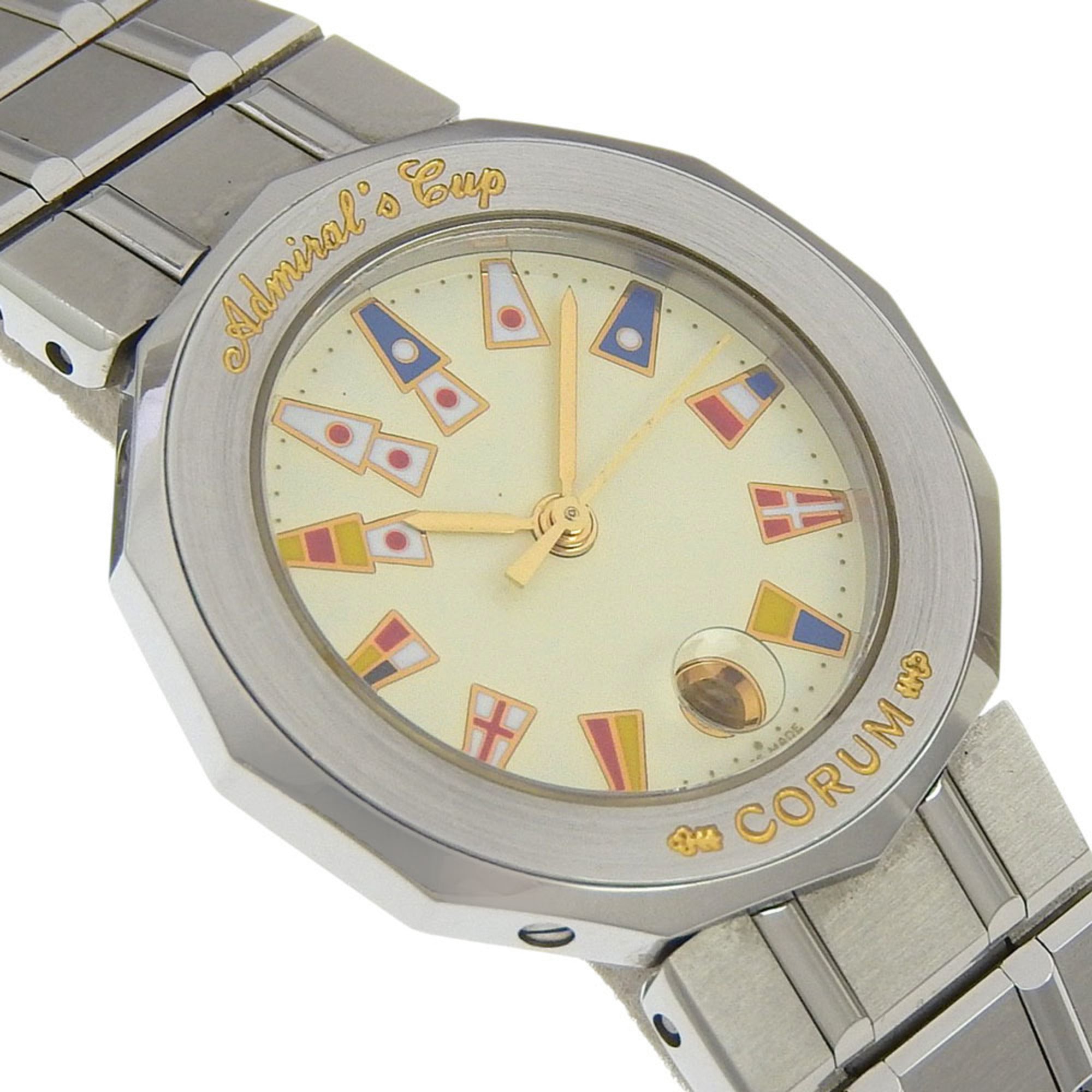 Corum Admiral's Cup Watch 39.610.20 V-50 Stainless Steel Quartz Analog Display White Dial Women's — Very Good