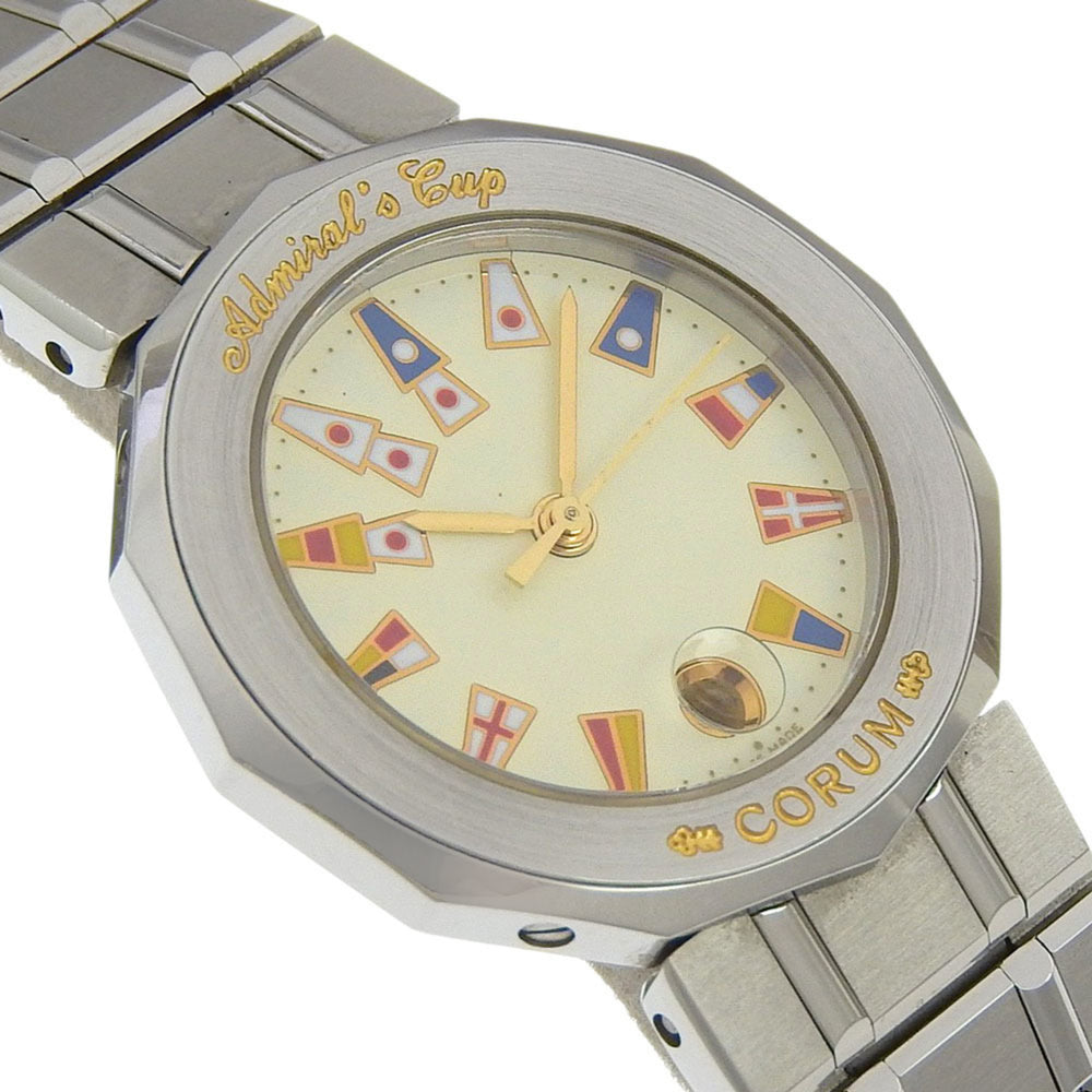 Corum Admiral's Cup Watch 39.610.20 V-50 Stainless Steel Quartz Analog Display White Dial Women's — Very Good