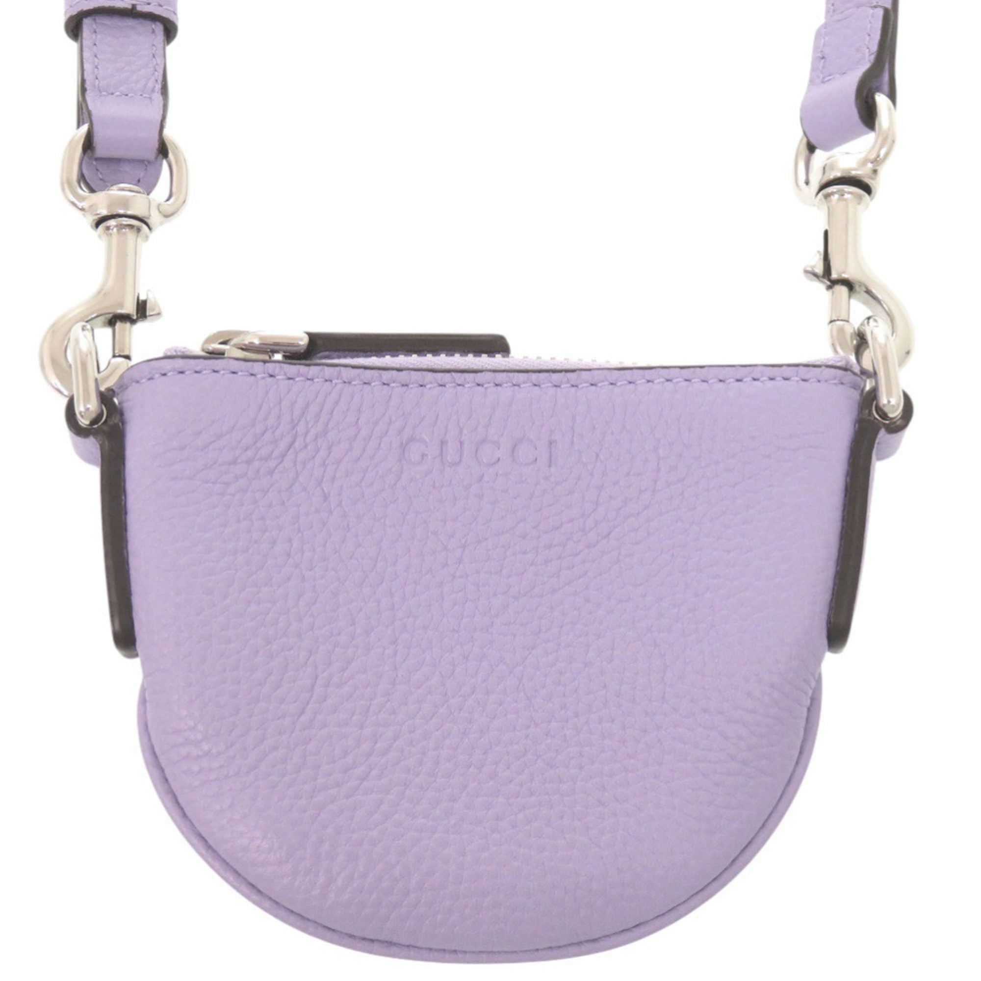 Unused Gucci logo 821831 leather purple micro mini shoulder bag 1478GUCCI — New - Store Return