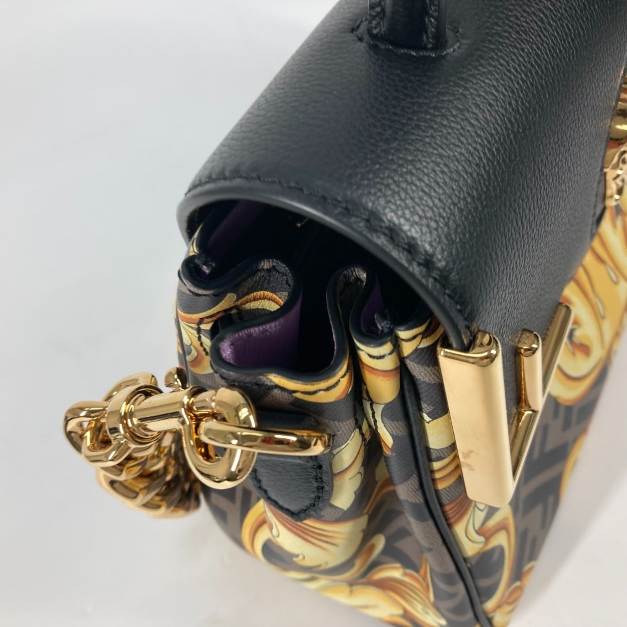 FENDI Versace collaboration VERSACE La Medusa satchel bag Zucca FENDACE Fenderche shoulder handbag leather ladies brown — New - Store Return