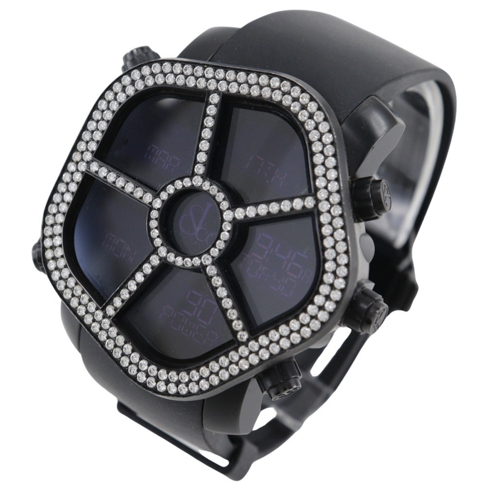 JACOB & CO 5 Time Zone Ghost Watch GMT JC-GST-WHD Stainless Steel x Rubber Black Quartz Digital Display Dial Men's — Very Good