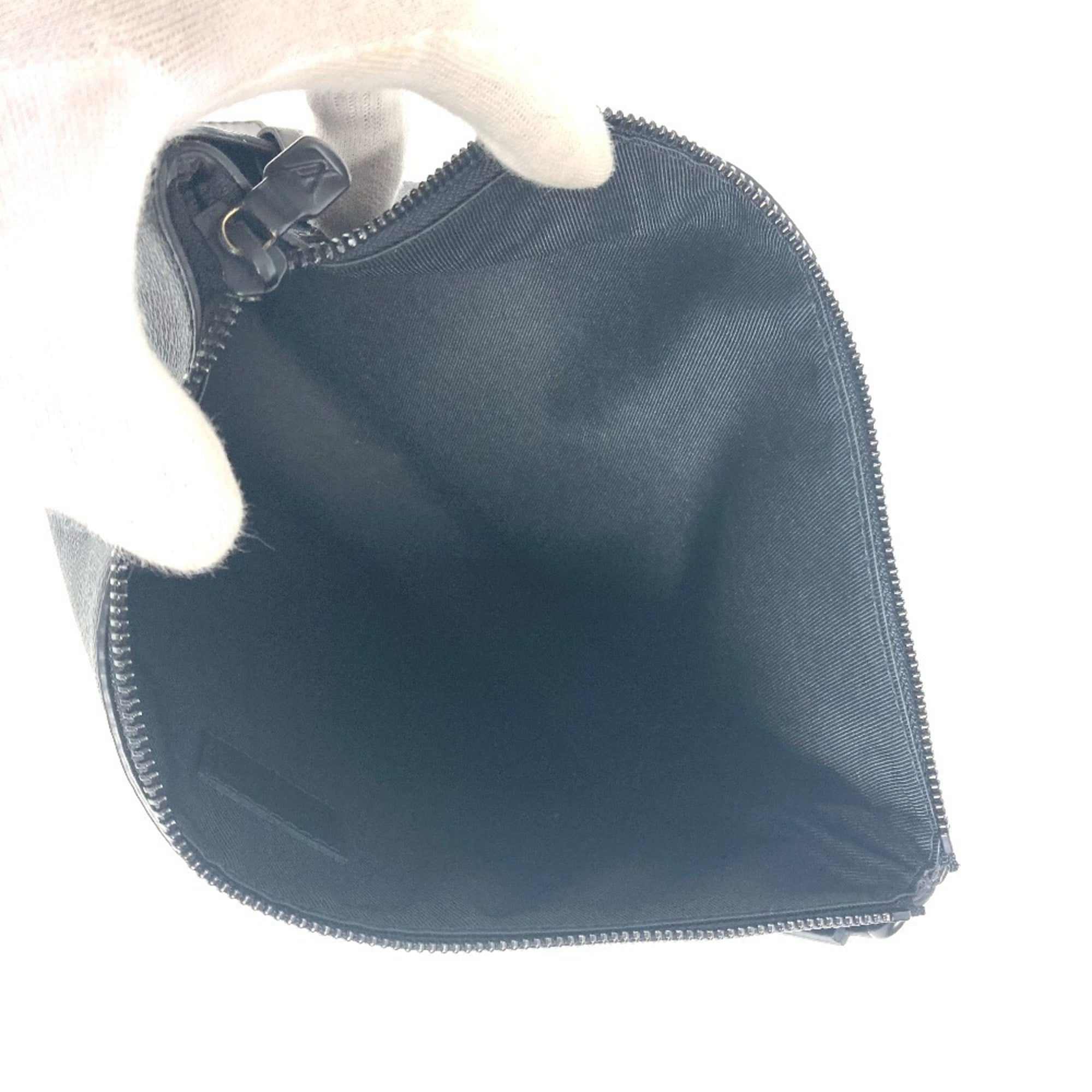 LOUIS VUITTON N40505 Damier Graphite Take-Off Pouch Bag Second Clutch with Strap Canvas Men's Women's Black — Like New