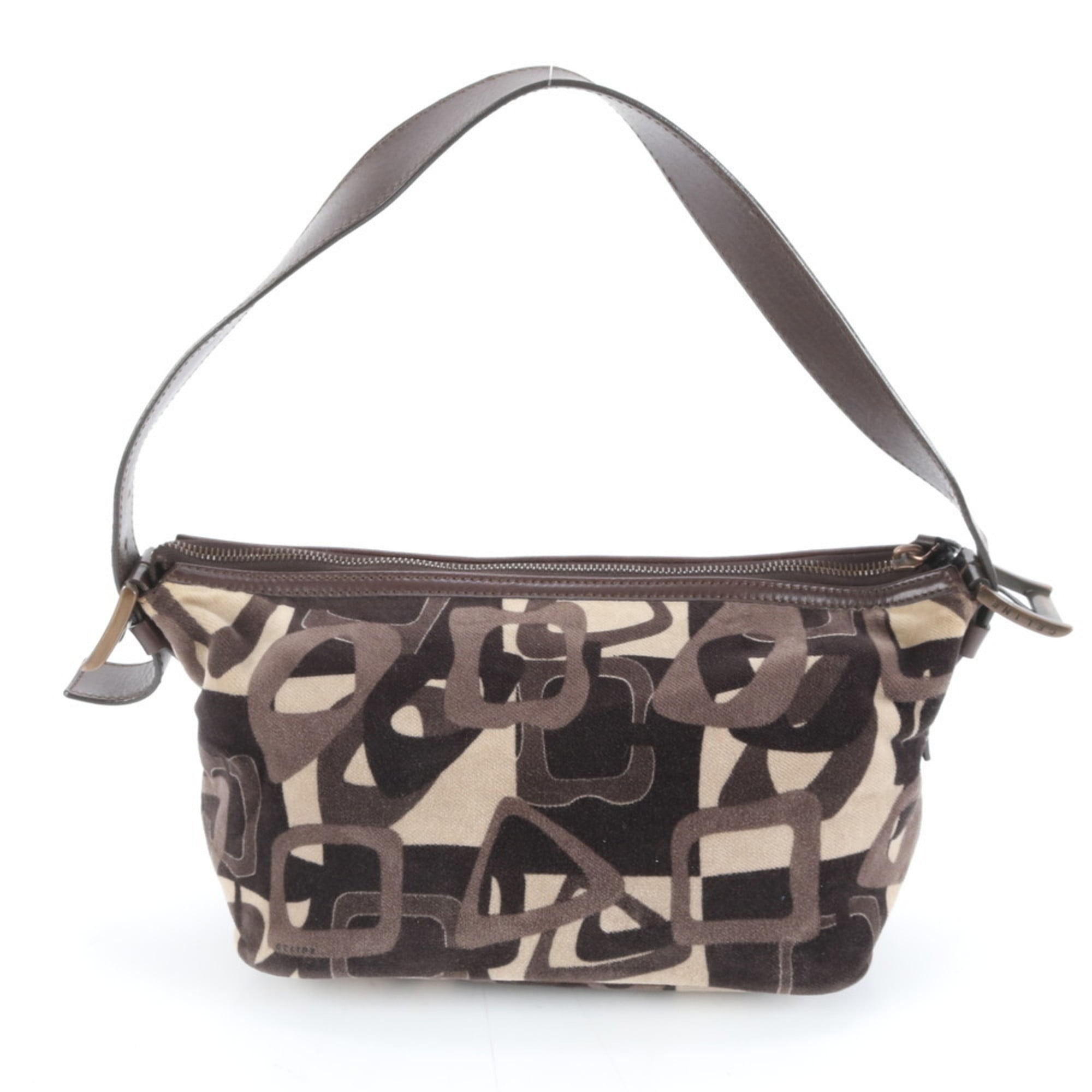 Celine all-over print leather shoulder bag, one-shoulder tote handbag, brown, women's