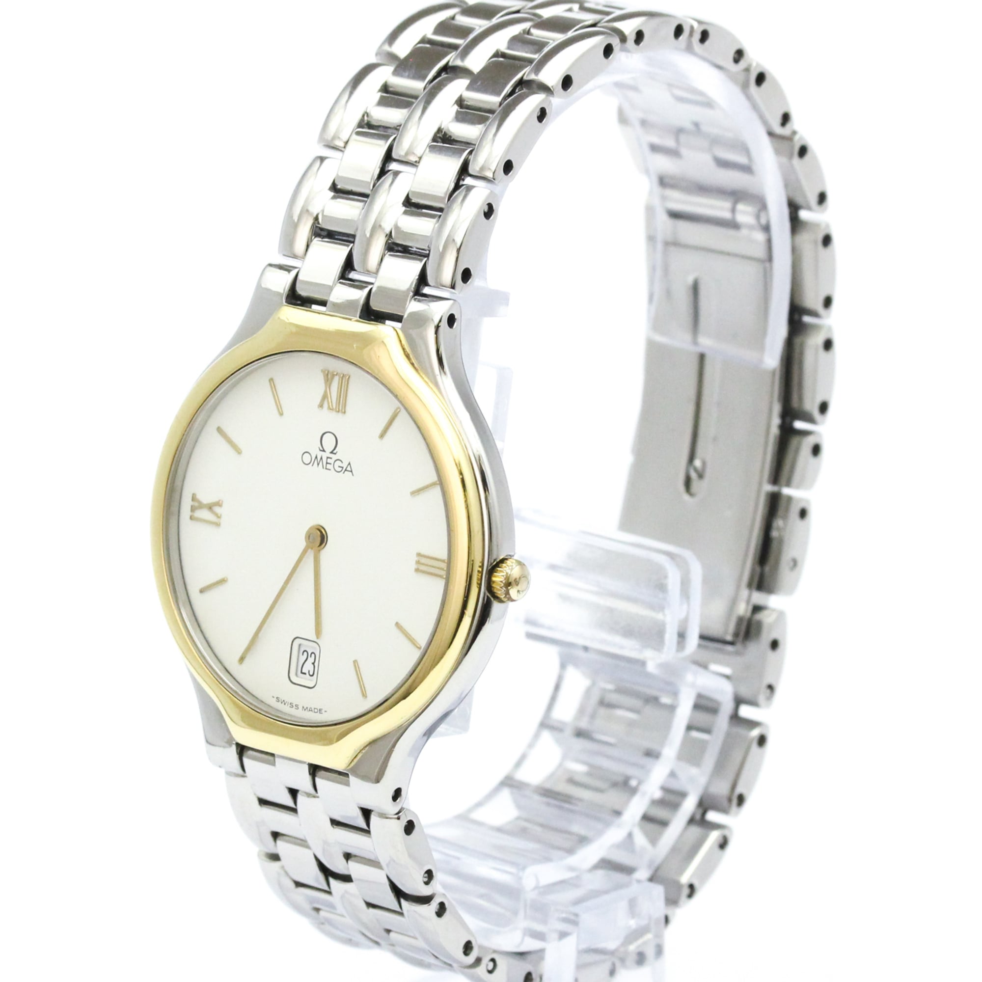 OMEGA De Ville Symbol K18 Gold Steel Quartz Mens Watch 196.0316 Polished — Very Good