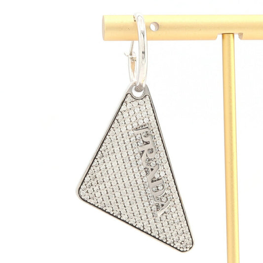 Prada Single Earring Crystal Jewel Right SV Sterling Silver 925 Triangle Women's PRADA