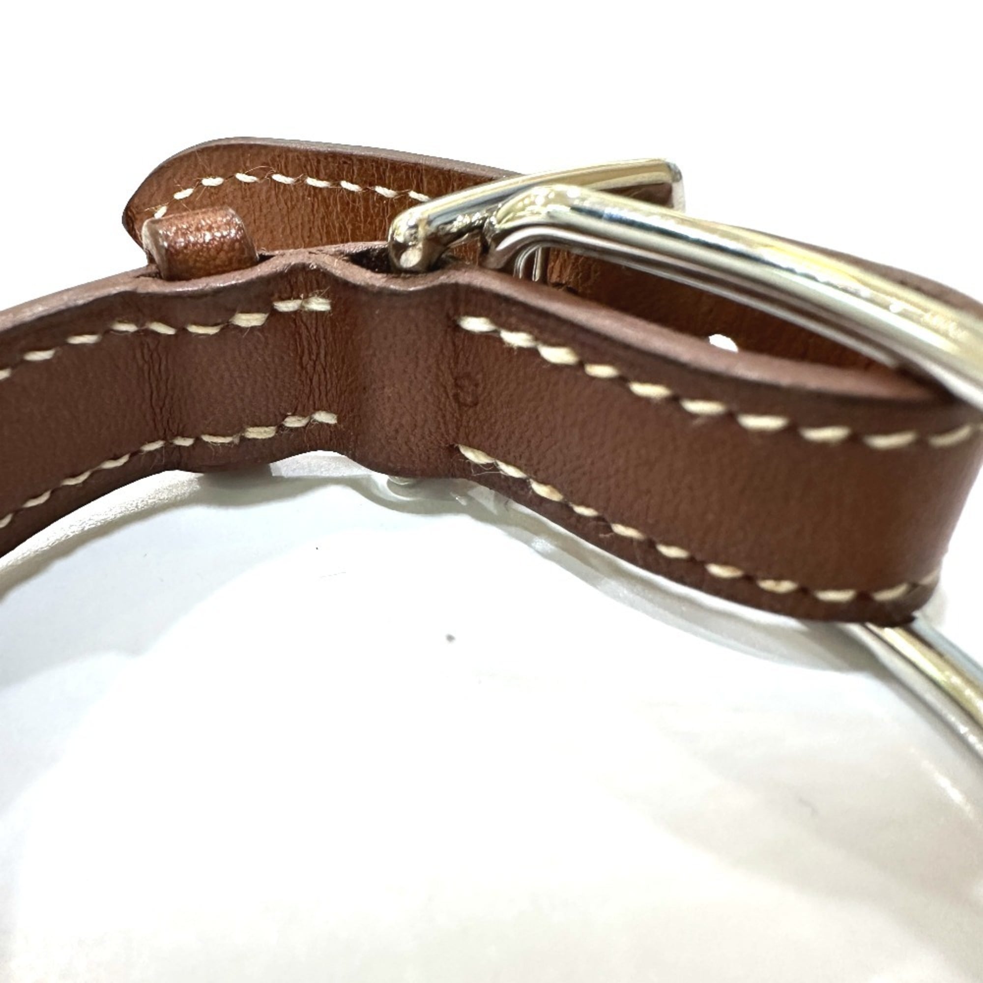 HERMES Hermes belt, metal and leather, brown, for women