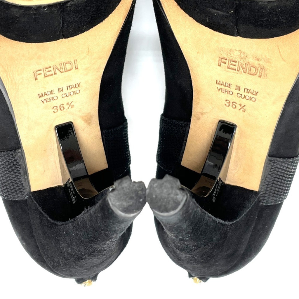 FENDI Made in Italy VERO CUOIO High Heel Dress Shoes Leather Women's Black