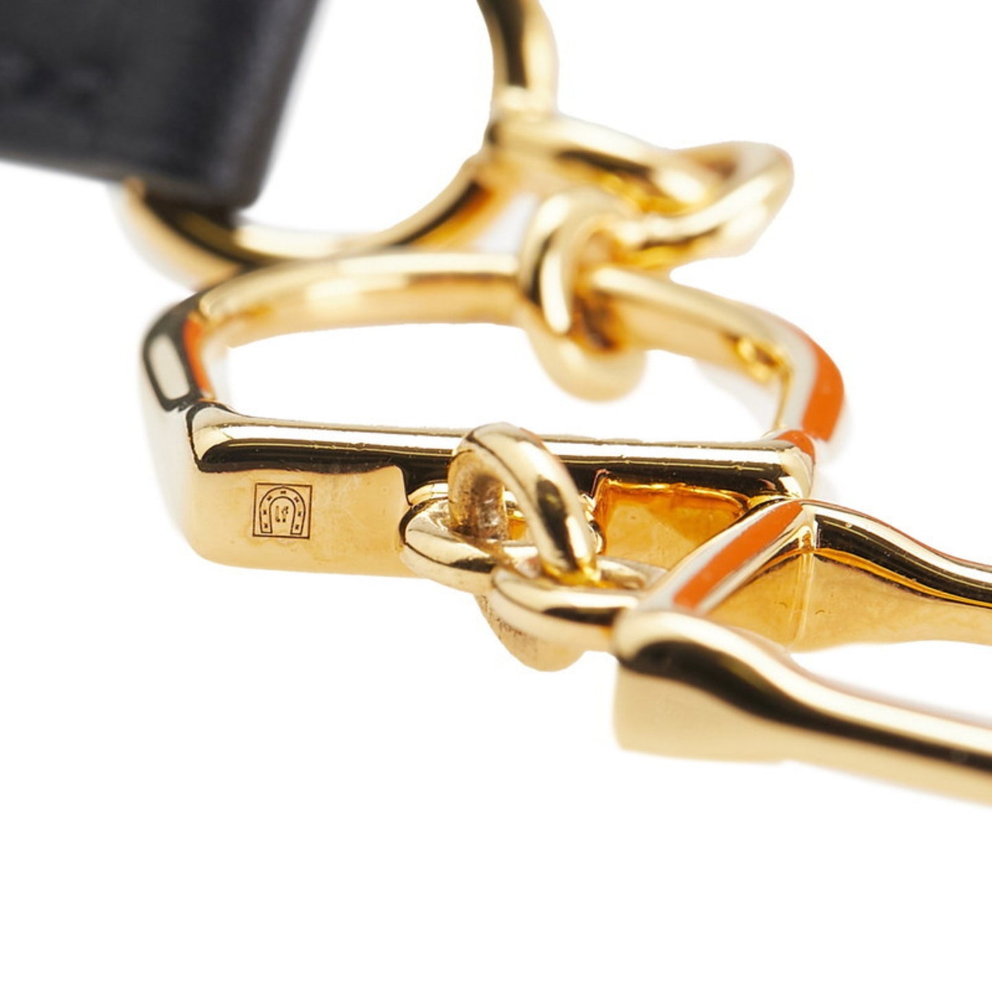 Hermes Hermès Etrier Double Tour Bracelet in Black Gold and Plated Leather for Women