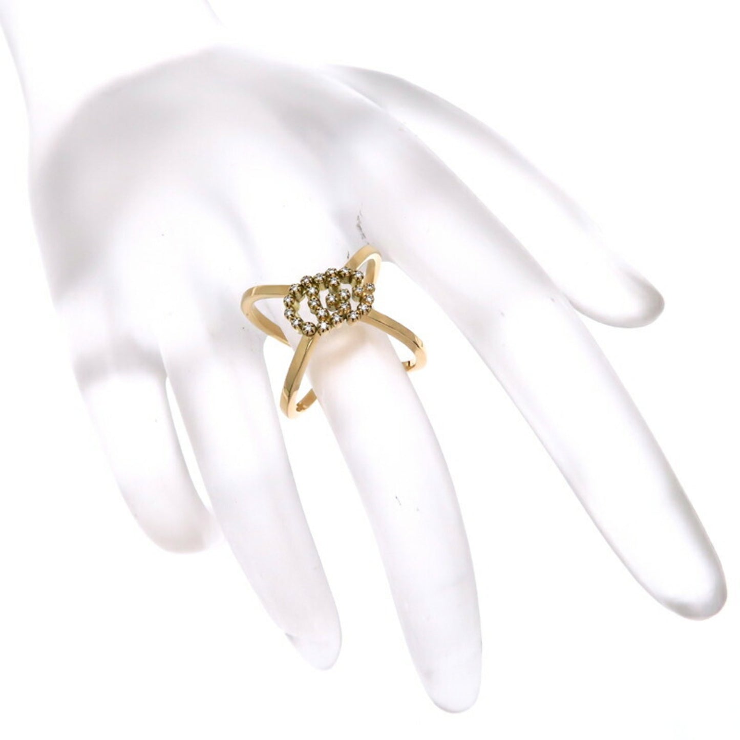 Gucci GG Running Diamond Women's Ring, 750 Yellow Gold, Size 9