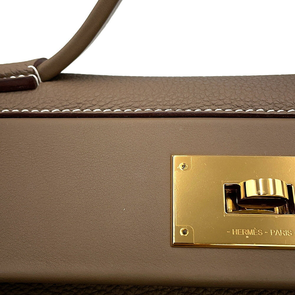 Hermes 24 29 Sac Etoupe Togo Swift Z stamp HERMES 2-way handbag — Like New