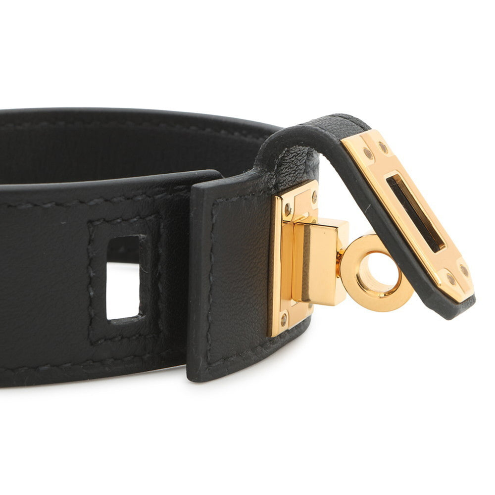 Hermes Hermès Kelly Twist Bracelet, PM, Black/Swift, B Stamp, Size T2, Black, Sold — Like New