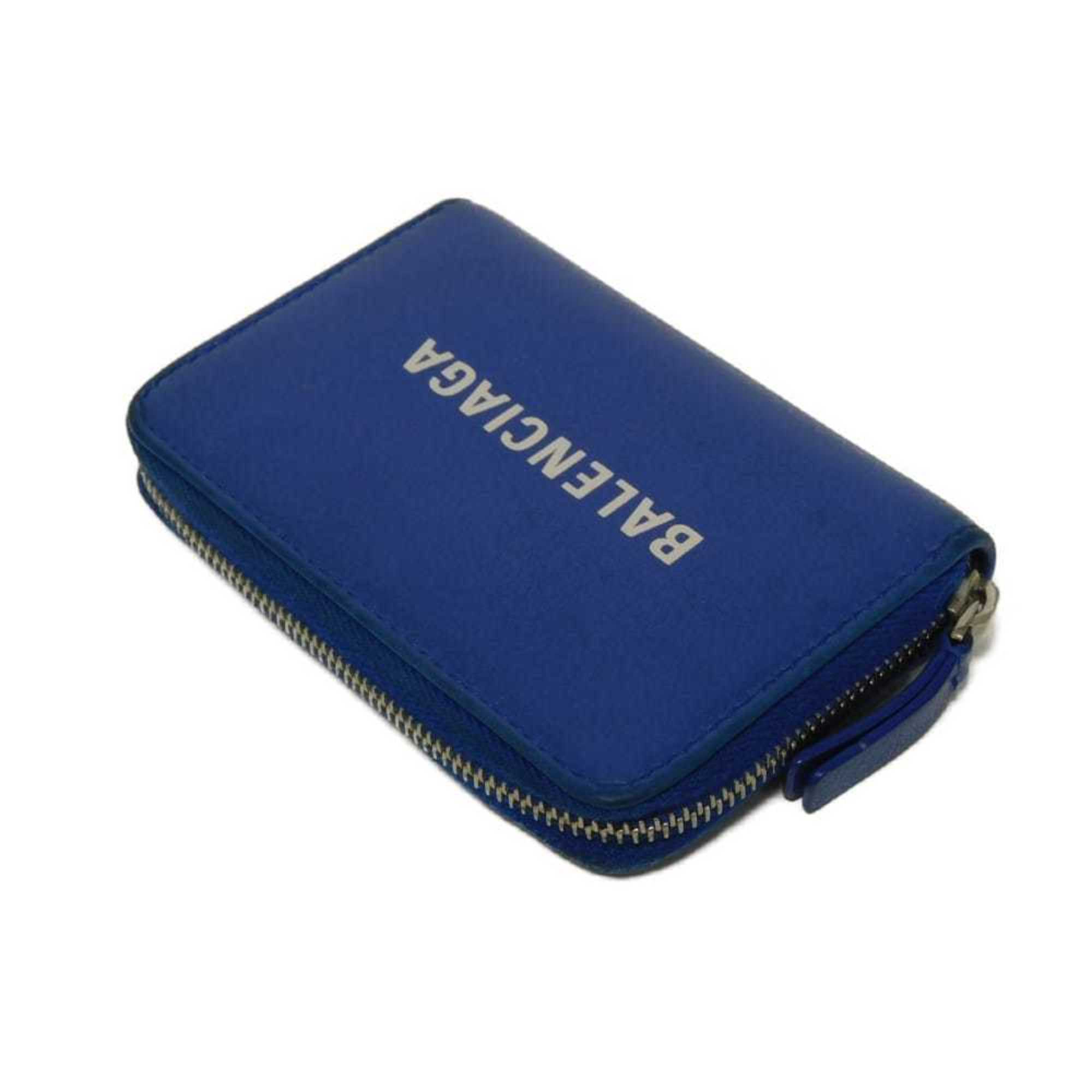 Balenciaga Everyday Coin and Card Case, Smooth Calfskin, Round, Blue, 505049 DLQHN 4265, Men's
