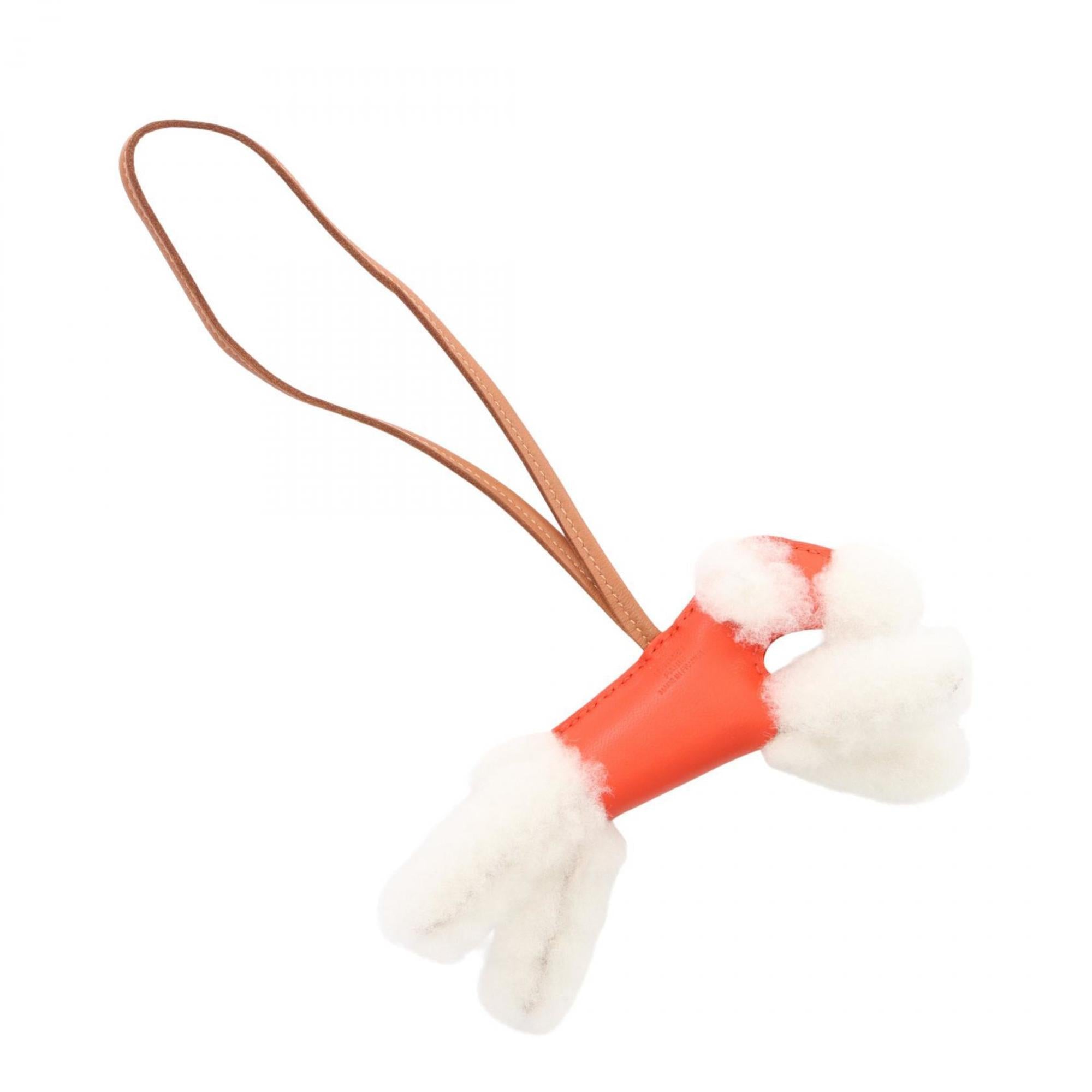 Hermes Buddy Charm Capucines Gold Accessory Sheepskin Agneau Milo Women's Red Brown White — New - Store Return