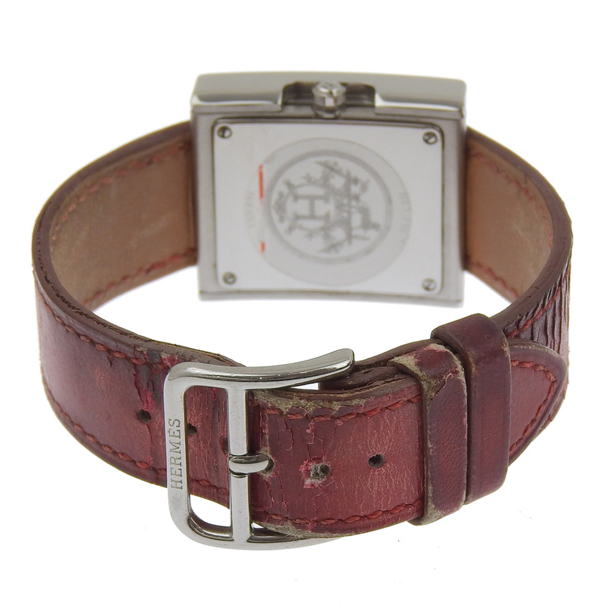 Hermès BE1.210 Women's Stainless Steel and Leather Strap Watch with Quartz Movement, Analog Display, White Dial — Good