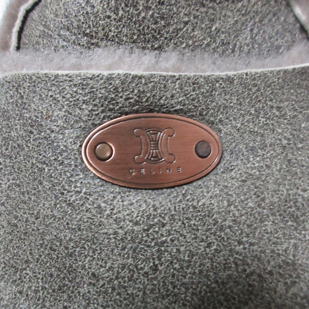 CELINE Mouton Sheepskin Leather Boogie Bag Handbag, Gray, Women's