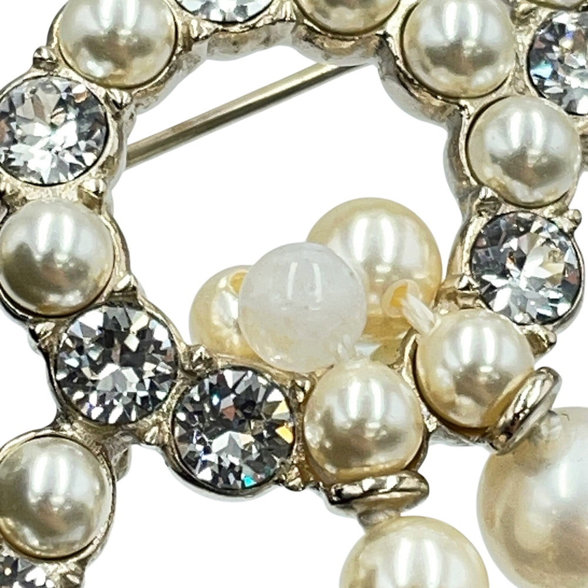 Chanel Brooch, Coco Mark, Metal, Faux Pearl Rhinestones, C21C CHANEL Brooch BROACH — Like New