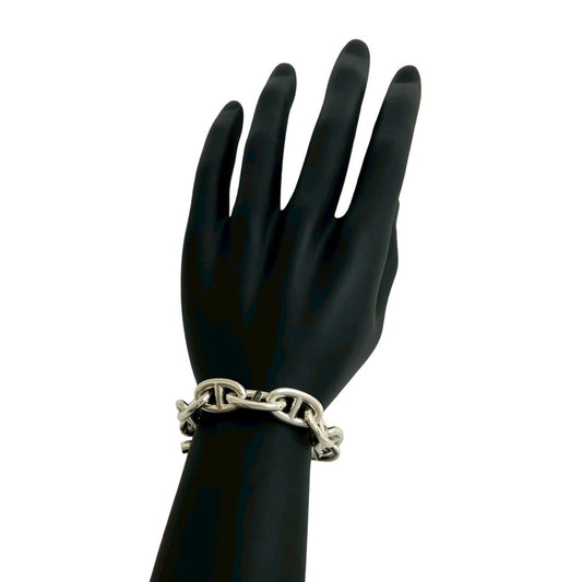 HERMES Chaine d'Ancre TGM 11-link Sterling Silver 925 Chain Bracelet Bangle 486-5