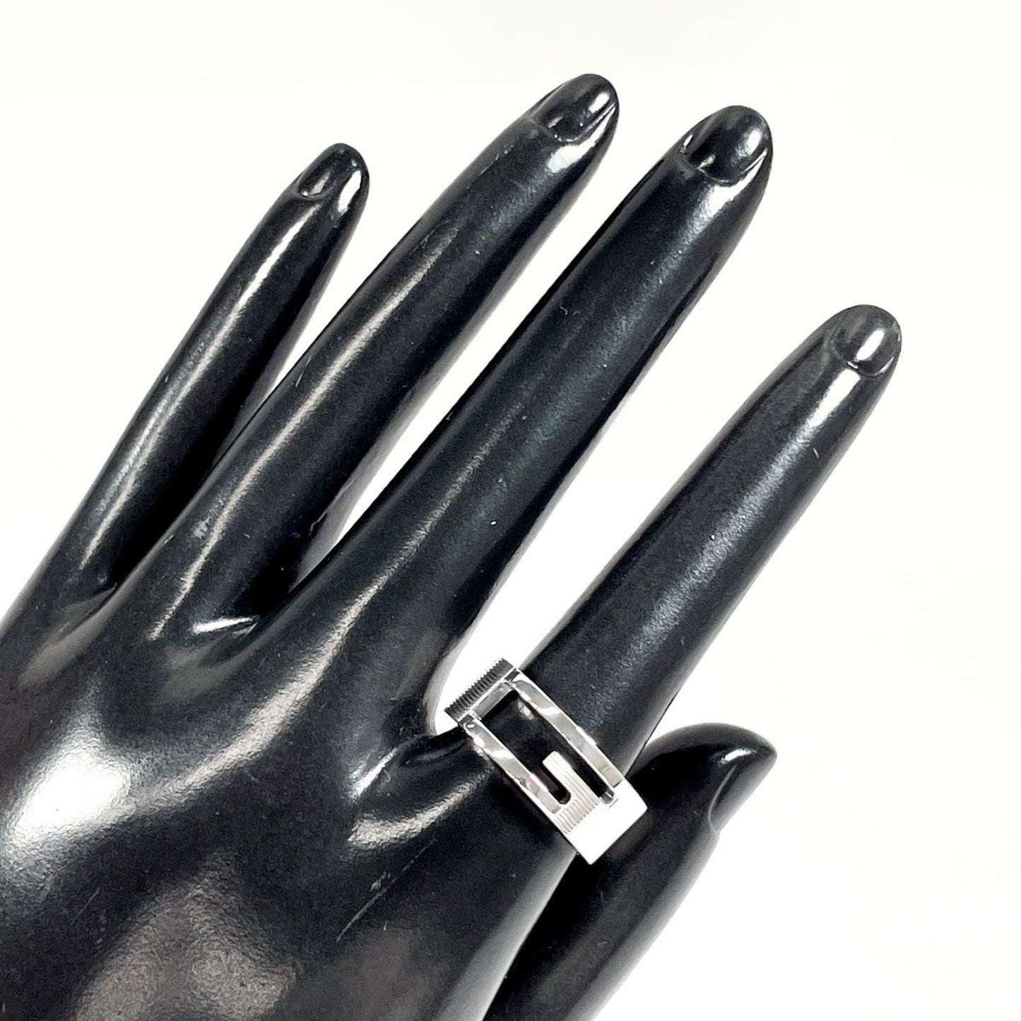 GUCCI Gucci Branded Cutout G Ring, Silver 925, Size 14, Silver, Women's, F4014017