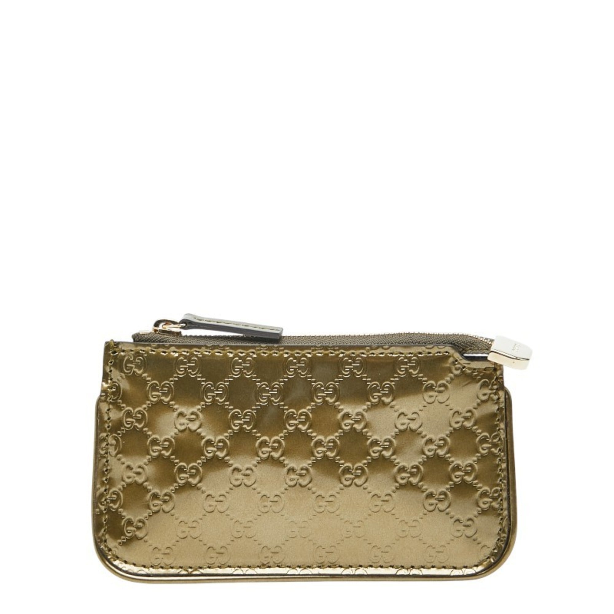 Gucci Micro Guccissima Wallet/Coin Case 233133 Gold Patent Leather Women's GUCCI