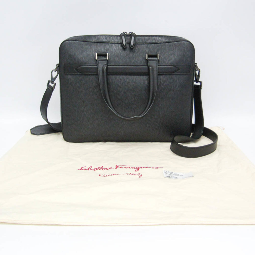 Salvatore Ferragamo FZ-24 0458 Men's Leather Briefcase,Handbag Black — Like New
