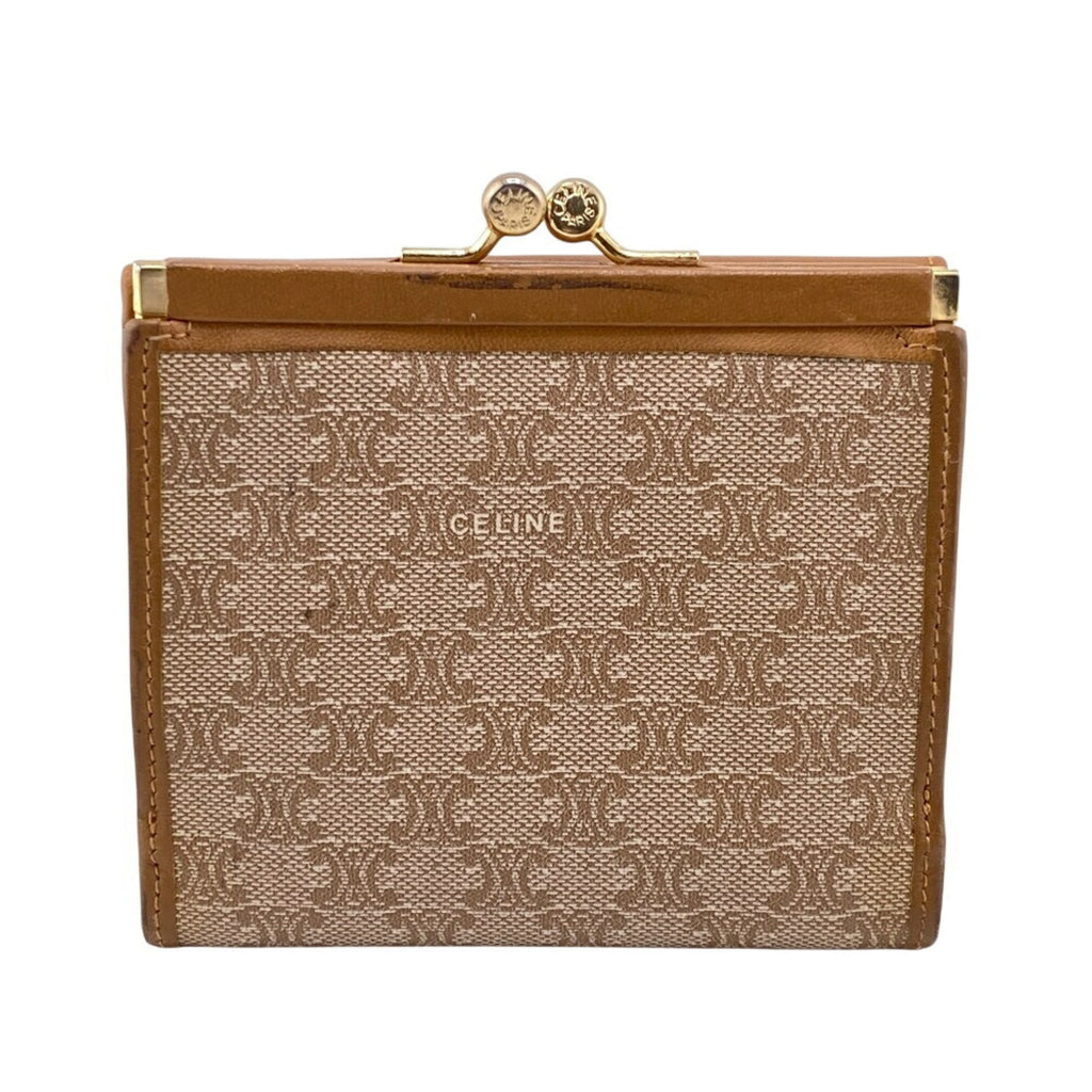 CELINE Macadam Tri-fold Wallet, Beige, Women's