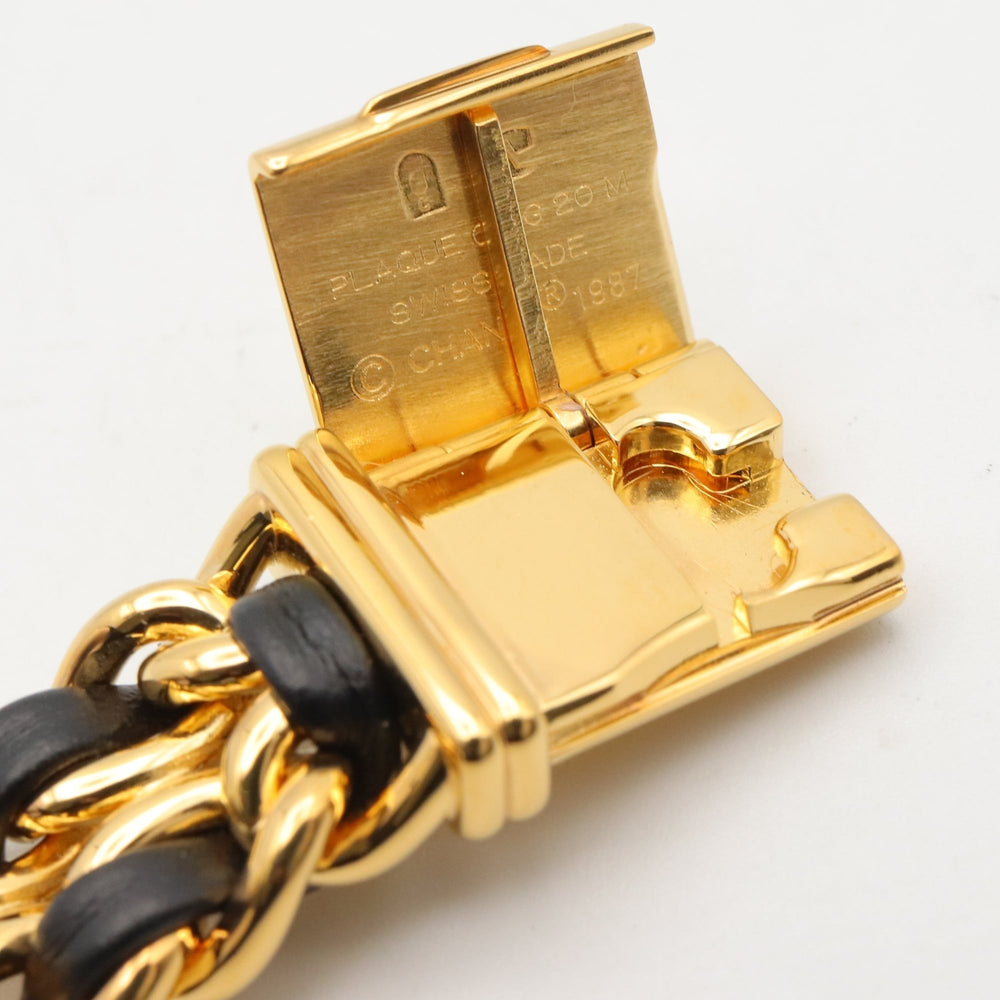 Chanel CHANEL Première S Watch, Gold Plated (GP), Leather Strap, Women's, Black, H0001 — Very Good