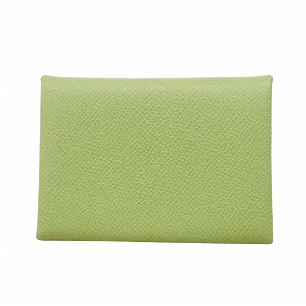 Hermes Hermès Calvi Duo Wallet/Coin Case, Epsom Leather, Vert Cricket, B Stamp, Women's