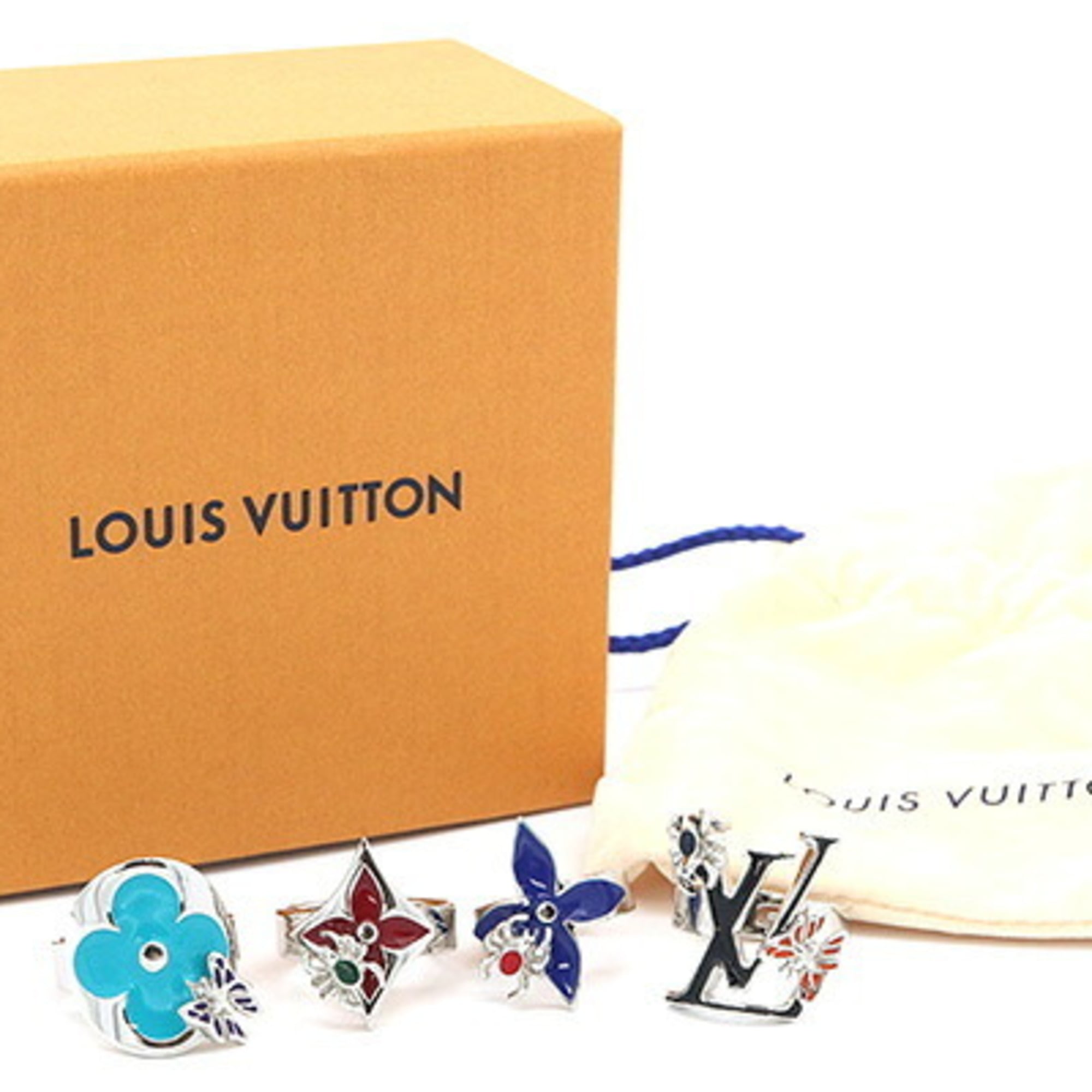 Louis Vuitton Ring Bague Set of 4 LV Fairy Tale MP2452 Silver Metal M Size Rings for Women LOUIS VUITTON — Like New