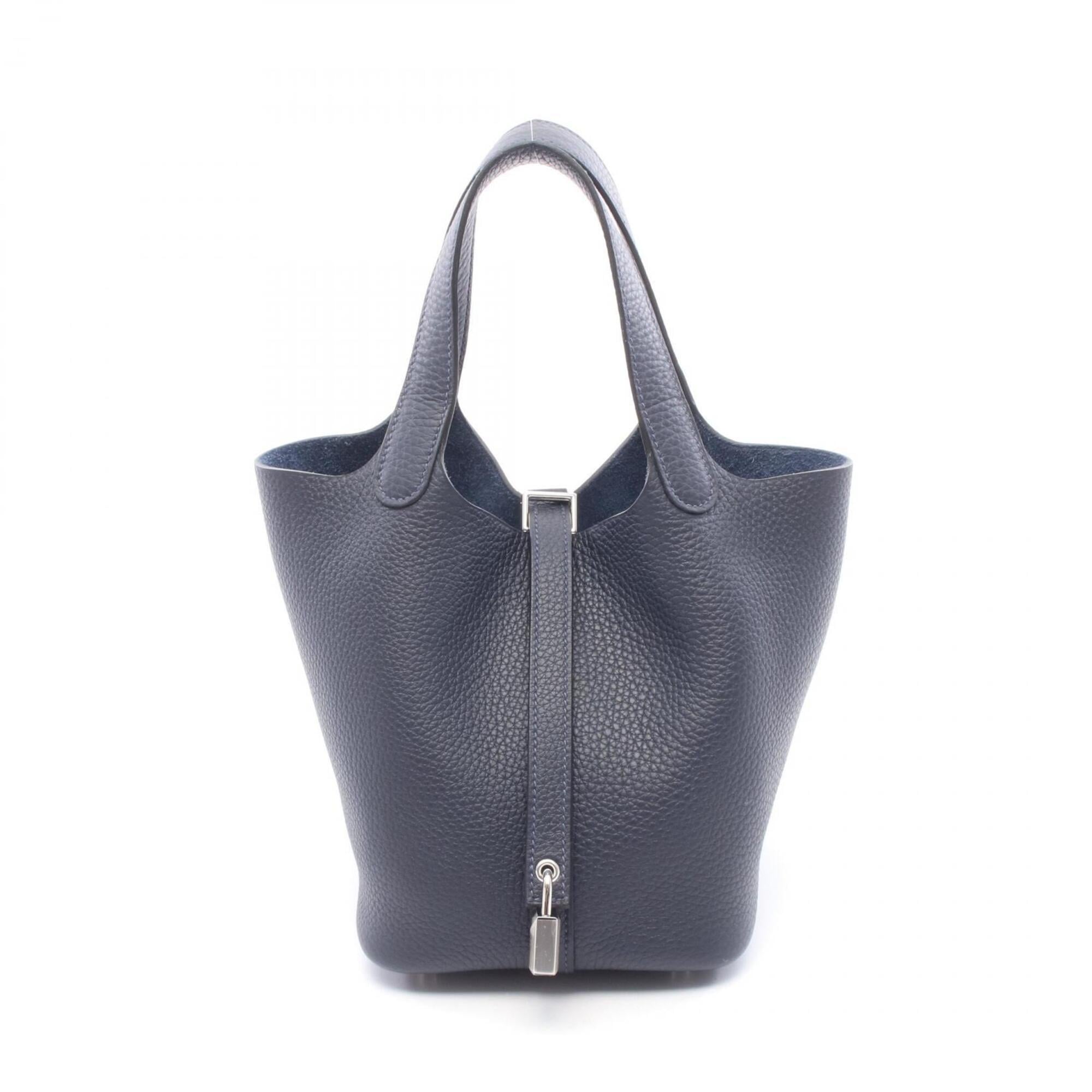 Hermes Picotin Lock PM Handbag, Leather, Taurillon Clemence Women's, Navy Blue — New - Store Return
