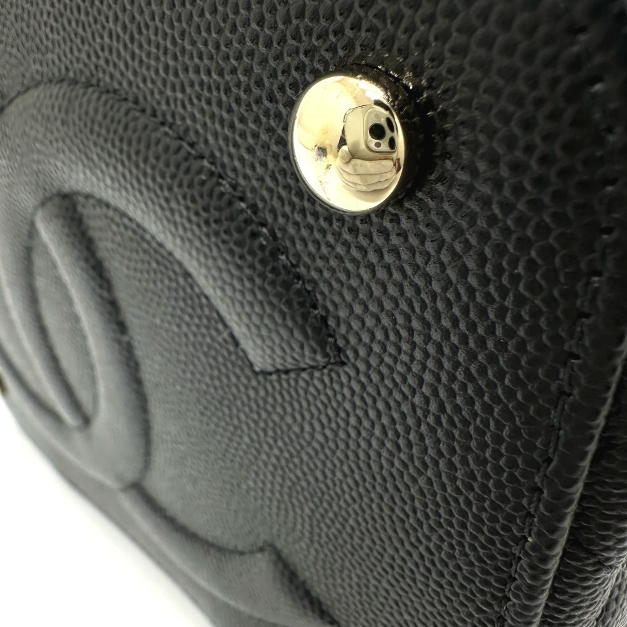 CHANEL AS2362 Coco Mark CC Matelasse Quilted Chain Bag Shoulder Handbag Vanity Caviar Skin Women's Black G-231125-90 — New - Store Return