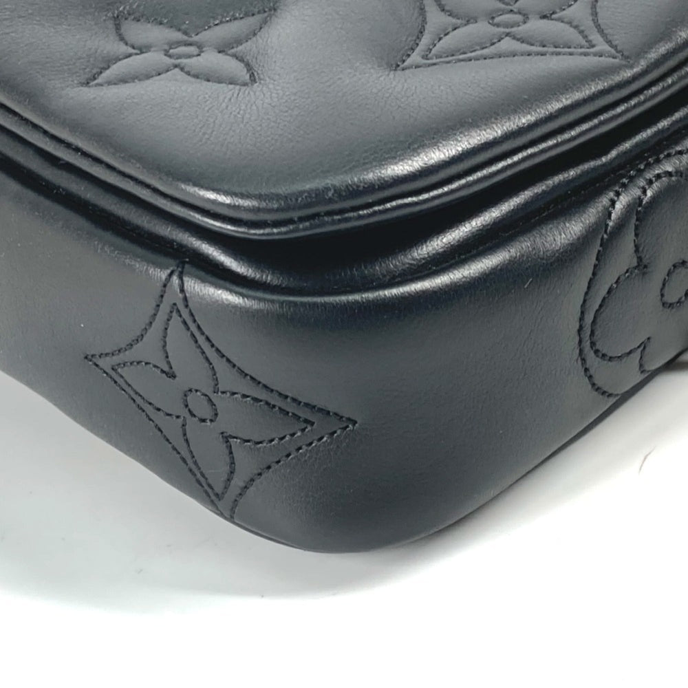 LOUIS VUITTON M81398 Monogram Bubblegram Wallet-on-Strap Long Wallet/Clutch Bag/2-Way Bag/Shoulder Bag Leather Women's Black — Like New