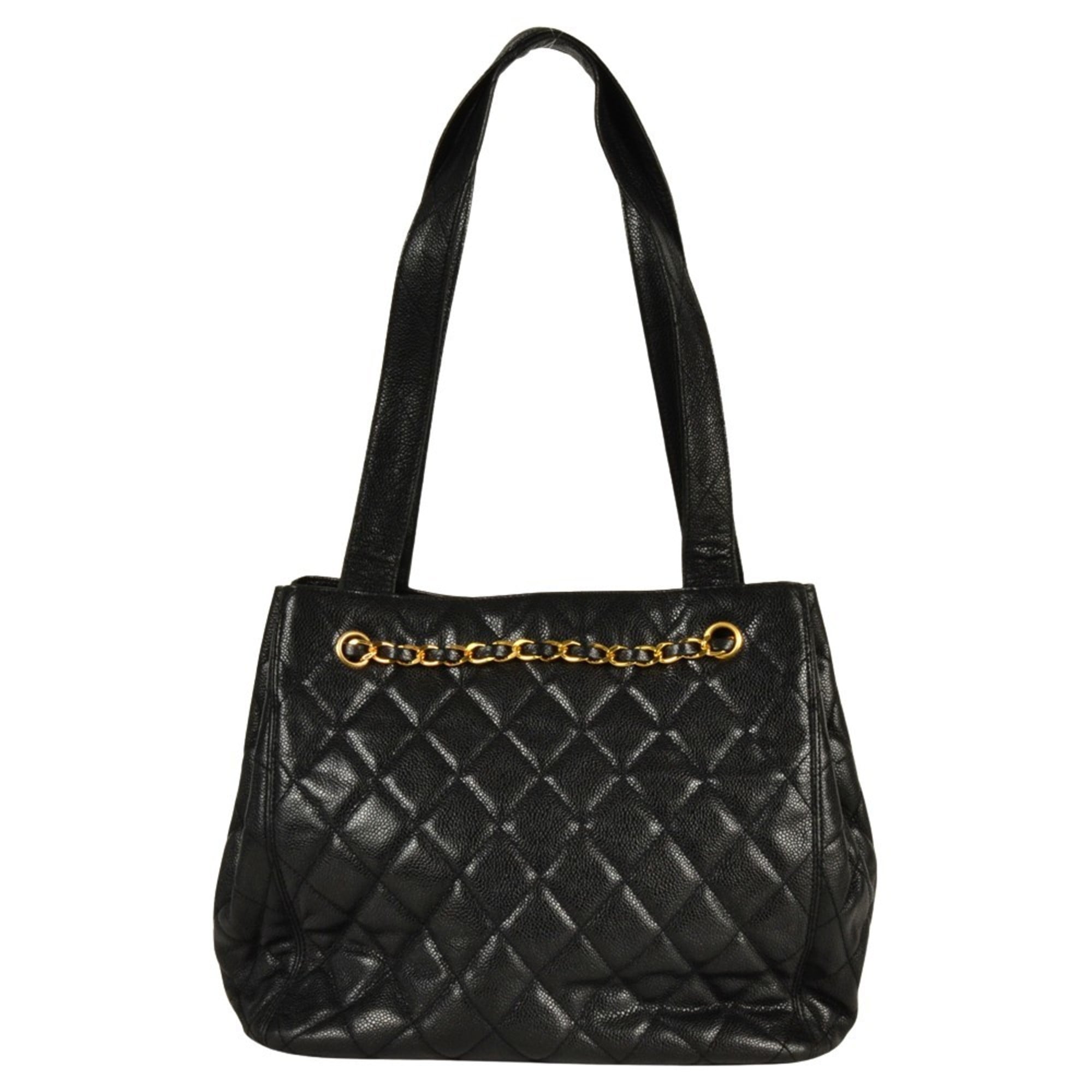 CHANEL Shoulder Bag Caviar Skin Black Turnlock Chain Women's — New - Store Return
