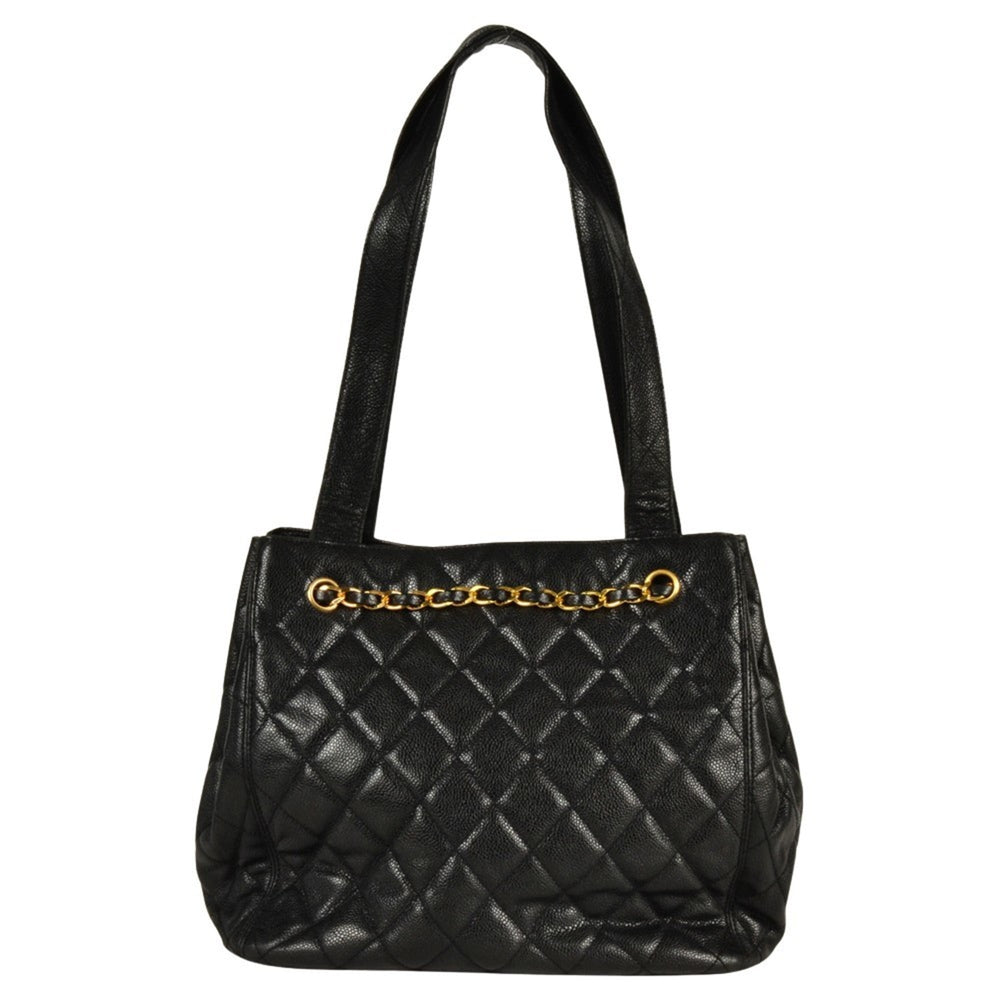 CHANEL Shoulder Bag Caviar Skin Black Turnlock Chain Women's — New - Store Return