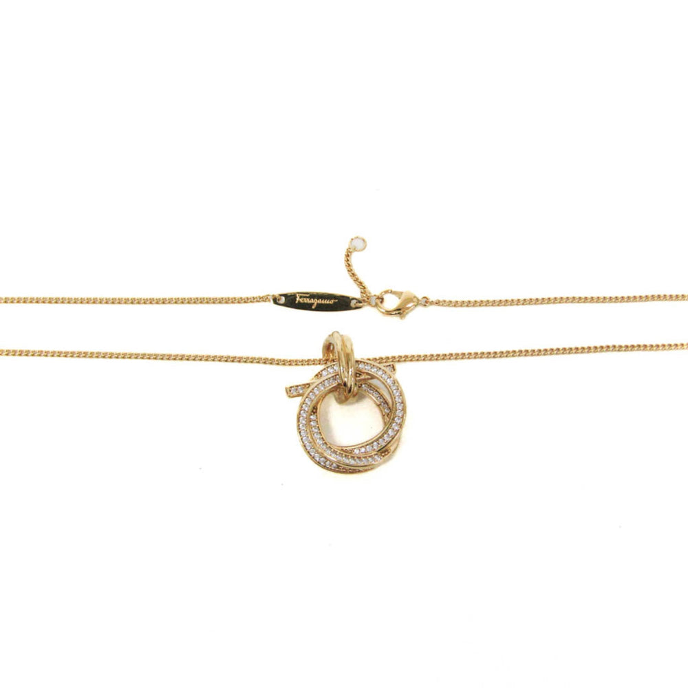 Salvatore Ferragamo Gancini 760609 Gold Plating Rhinestone Women,Men Fashion Pendant Necklace (Gold) — Like New