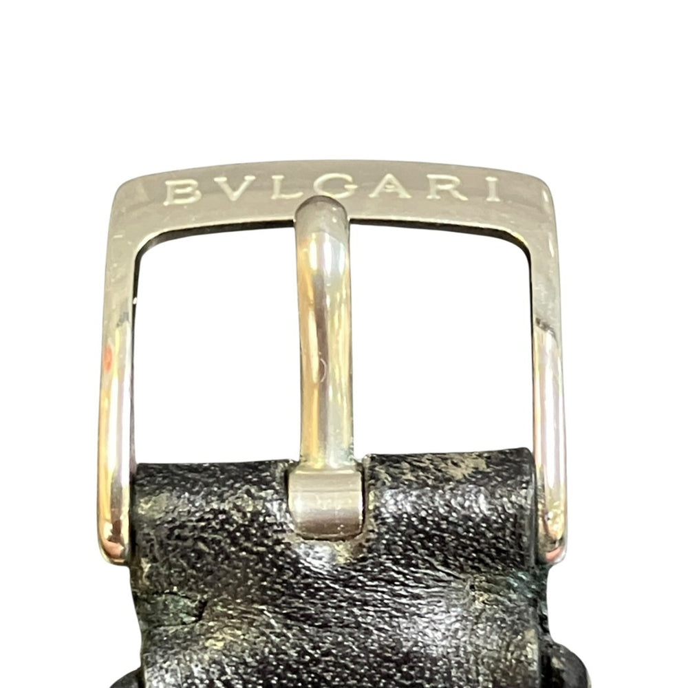 Bulgari BVLGARI Solo Tempo Watch, Total Weight 24.8g, Stainless Steel, Genuine Leather Strap, Quartz Movement, Black Dial, ST29S — Good