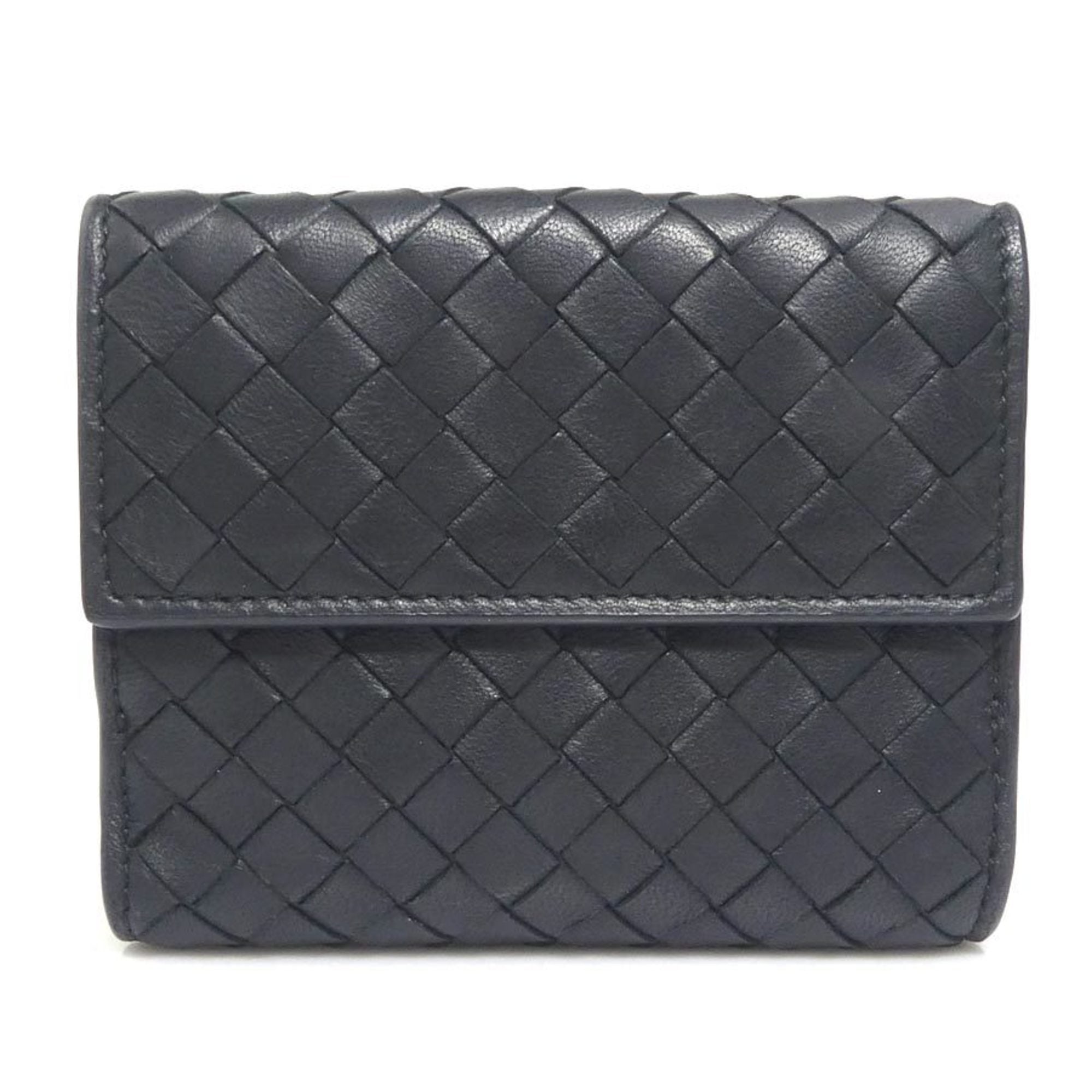Bottega Veneta bi-fold wallet in black intrecciato leather, unisex, h31856g