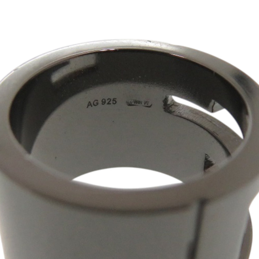 Like new Gucci Branded G Logo Cutout Silver 925 Gunmetal Ring 0740 — Like New
