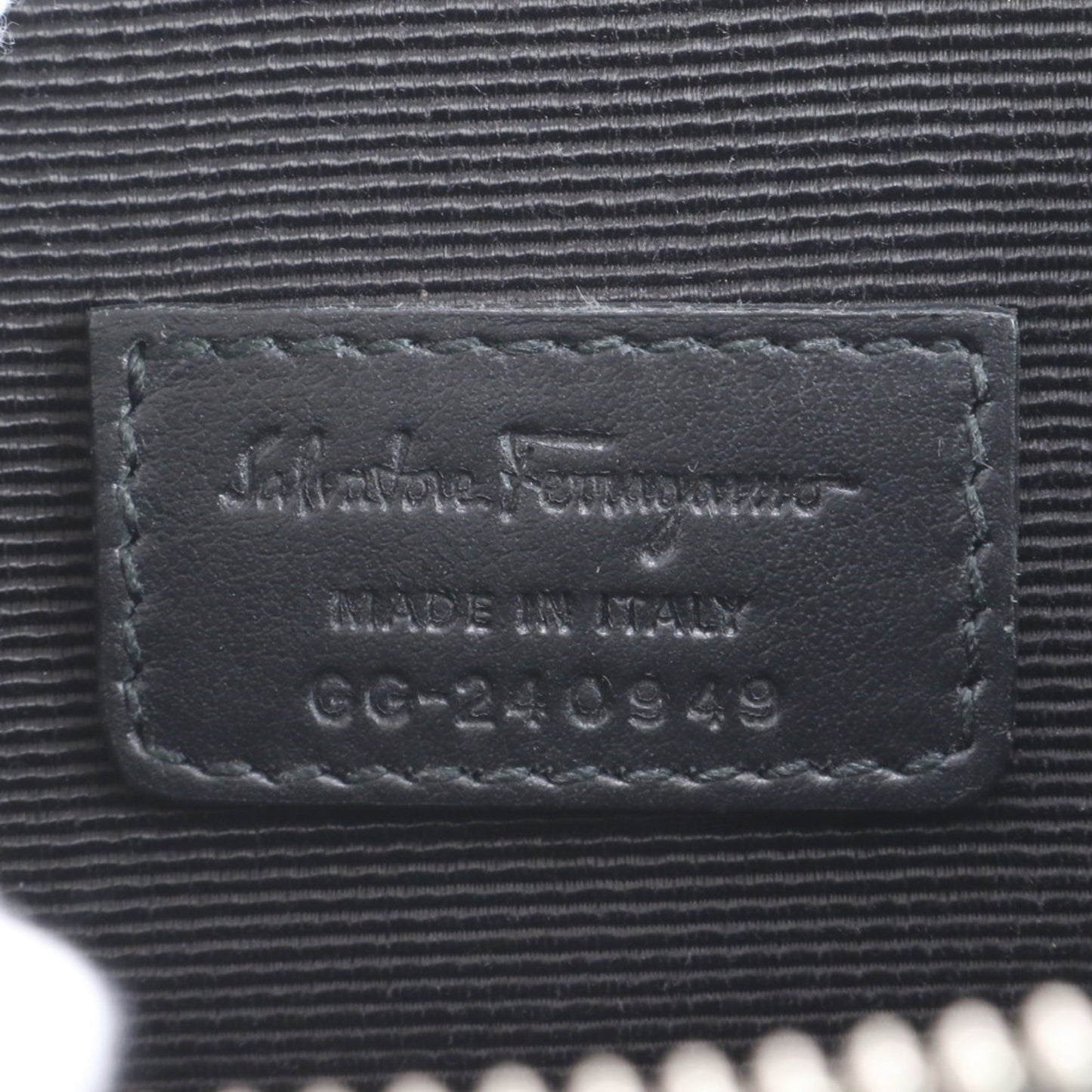 Salvatore Ferragamo Double Gancini Leather Clutch Bag Pouch Black Men's