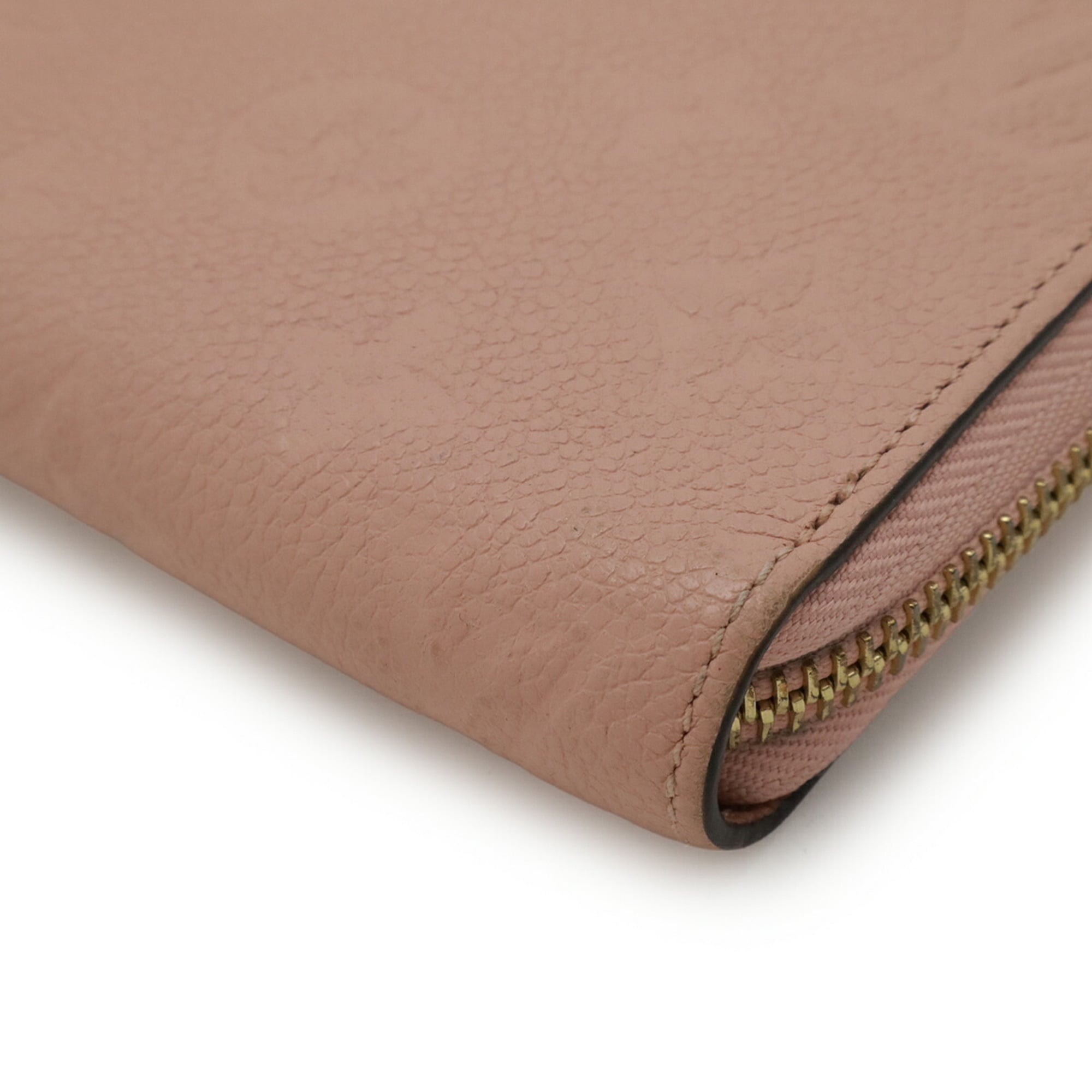 LOUIS VUITTON Monogram Empreinte Zippy Wallet, Round Long Leather, Rose Poodle Pink, M64090