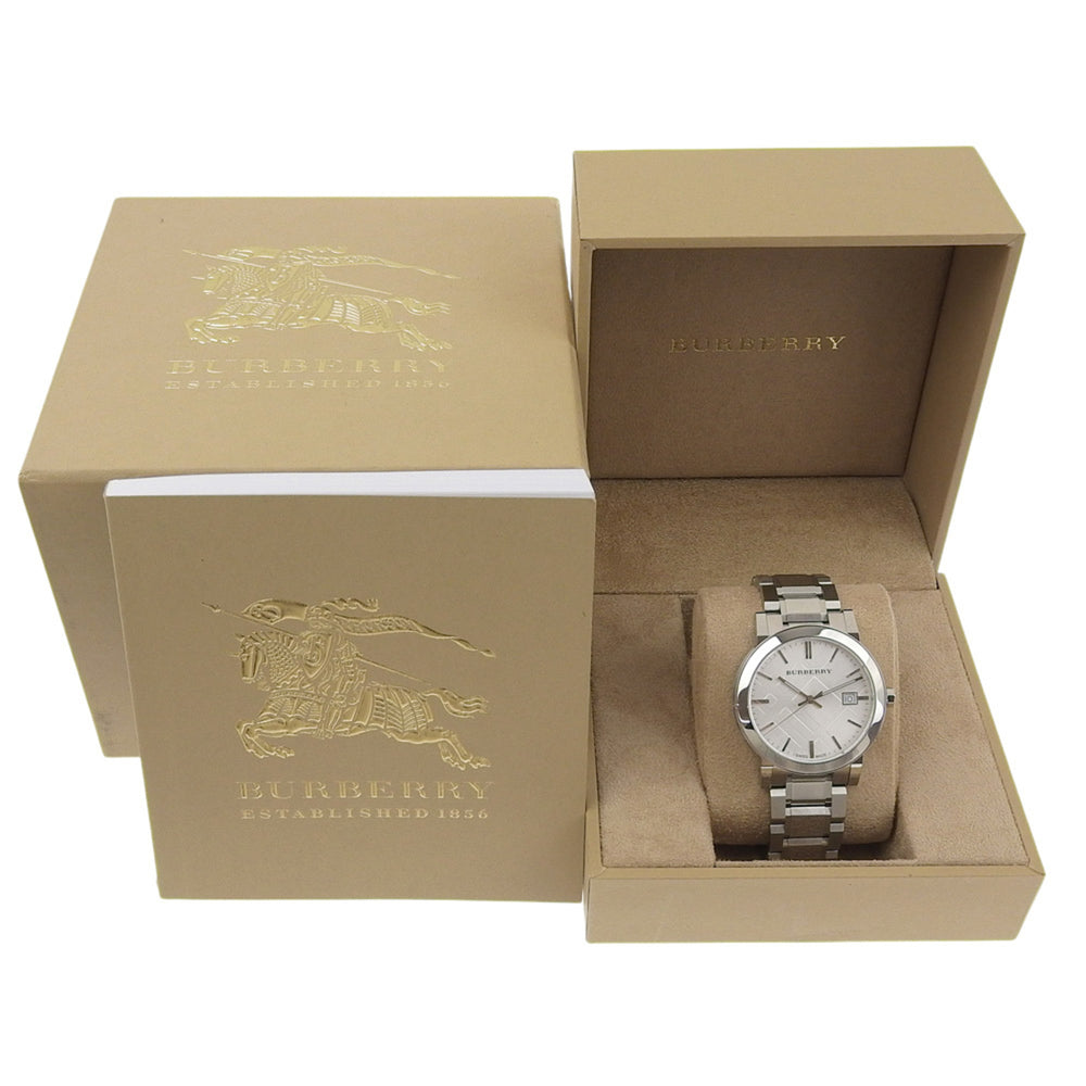 Burberry BU9000 Stainless Steel Watch, Silver, Quartz, Analog Display, Silver Dial, Women's — Very Good