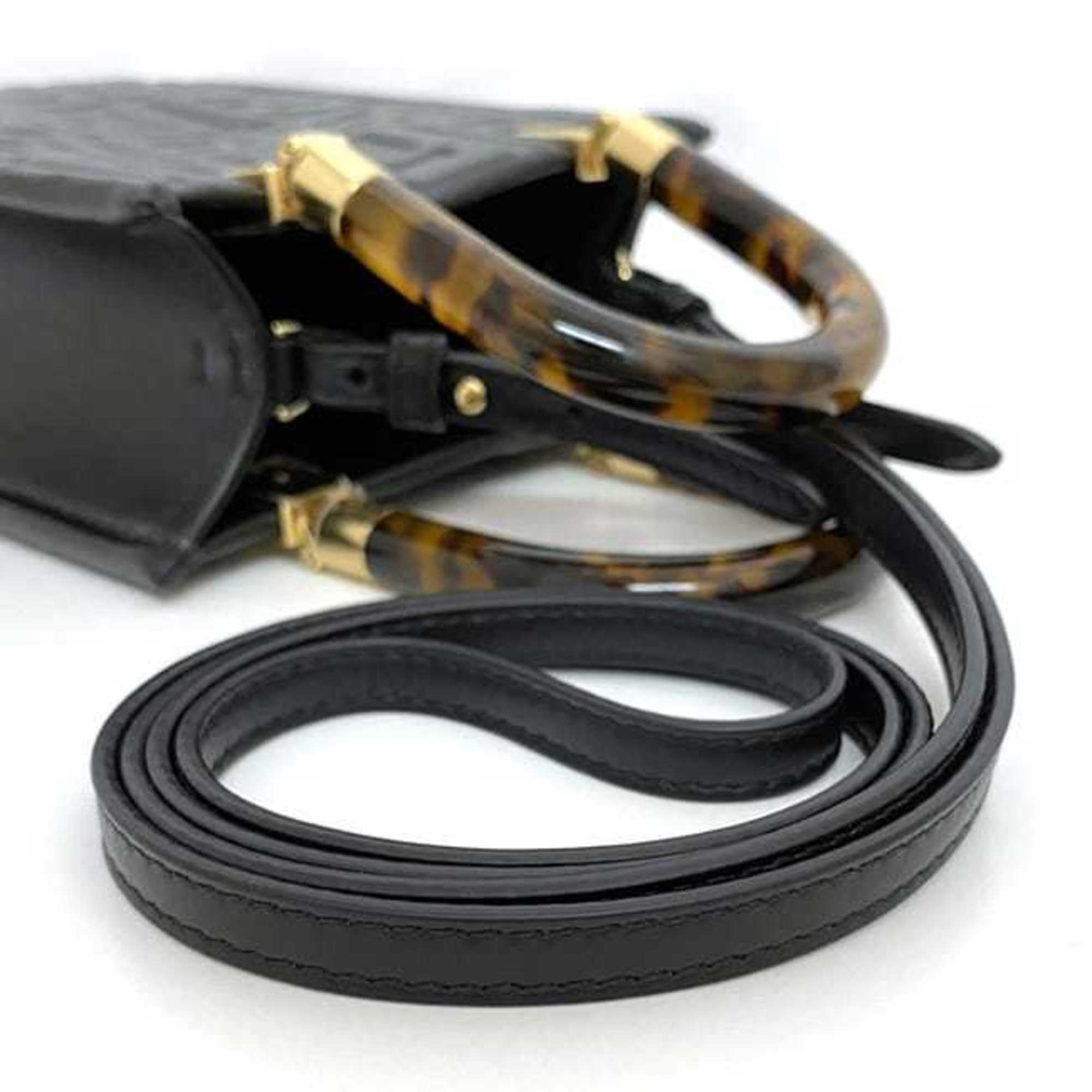 Fendi 2-way bag Sunshine f-21250 Black Tortoiseshell 8BS051 Leather FENDI FF Embossed Women's Compact — Like New