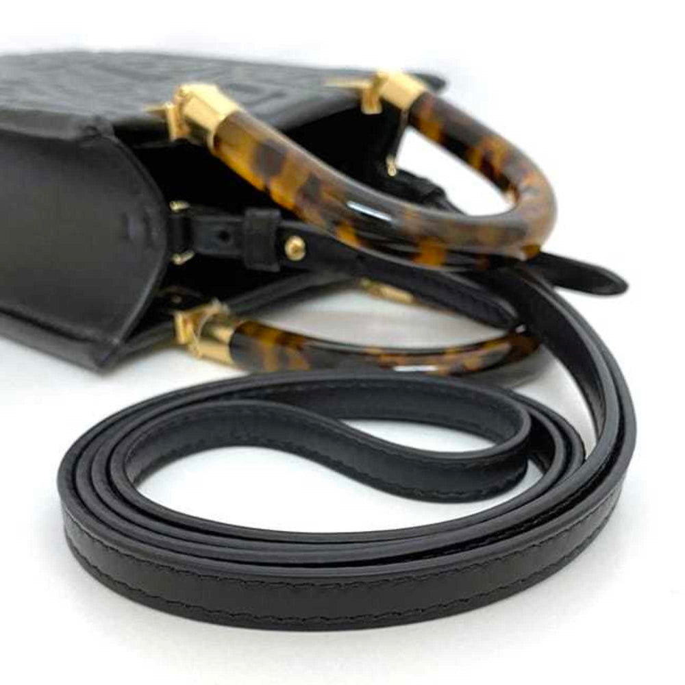 Fendi 2-way bag Sunshine f-21250 Black Tortoiseshell 8BS051 Leather FENDI FF Embossed Women's Compact — Like New